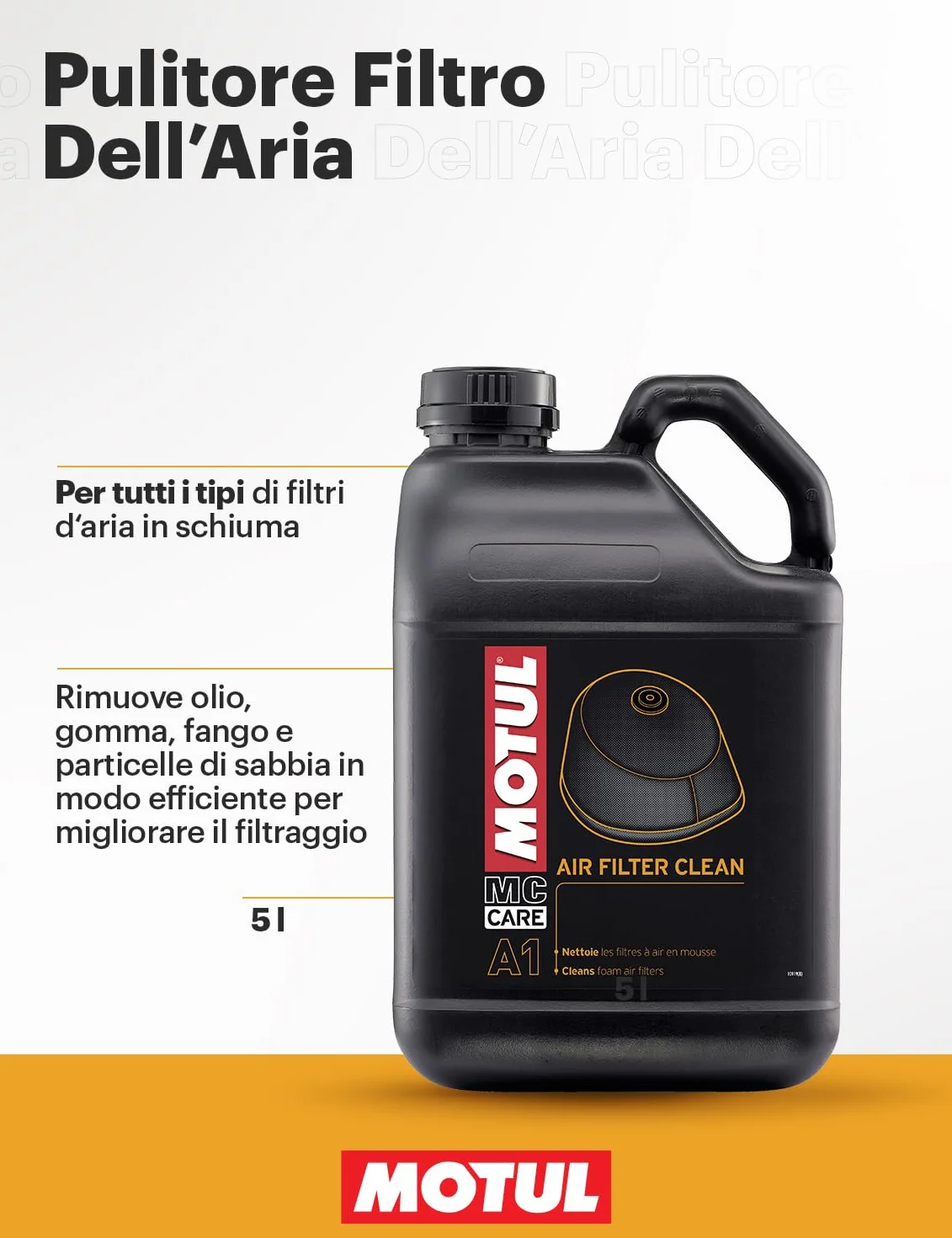 Motul MC Care Air Filter Clean A1-5 L Pulitore Filtro Aria Schiuma Moto Cross Enduro
