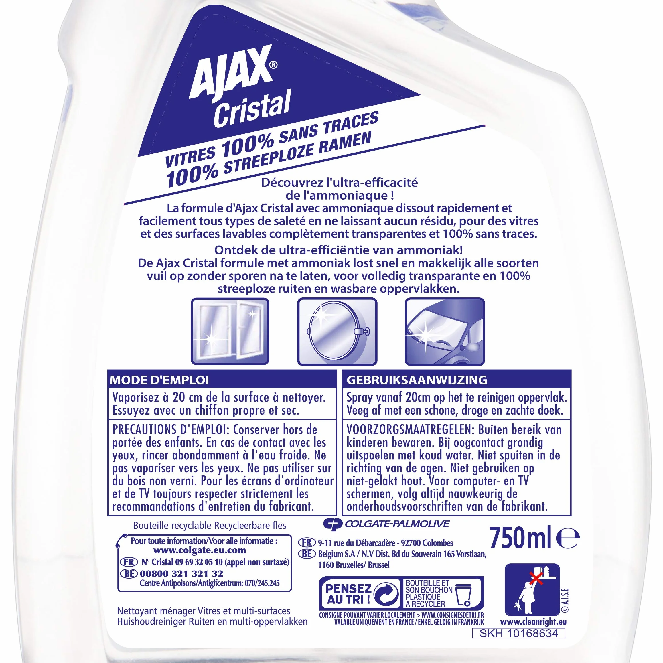Ajax detergente per vetri spray cristallo 750 ml