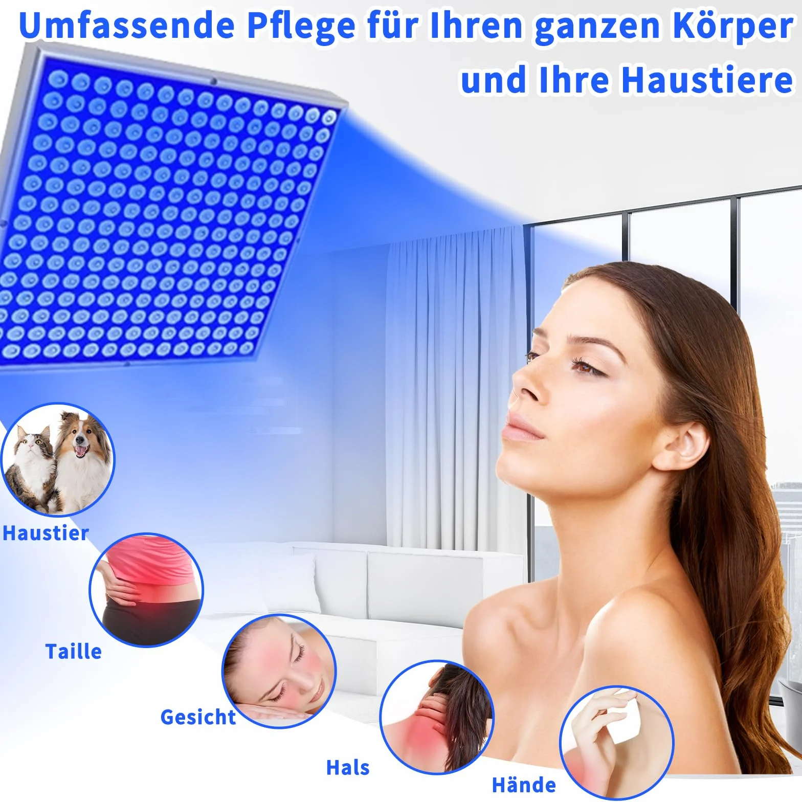 Solarium per la casa 460 NM lampada abbronzante 225 LED supporto pieghevole regolabile gancio sospeso corpo viso