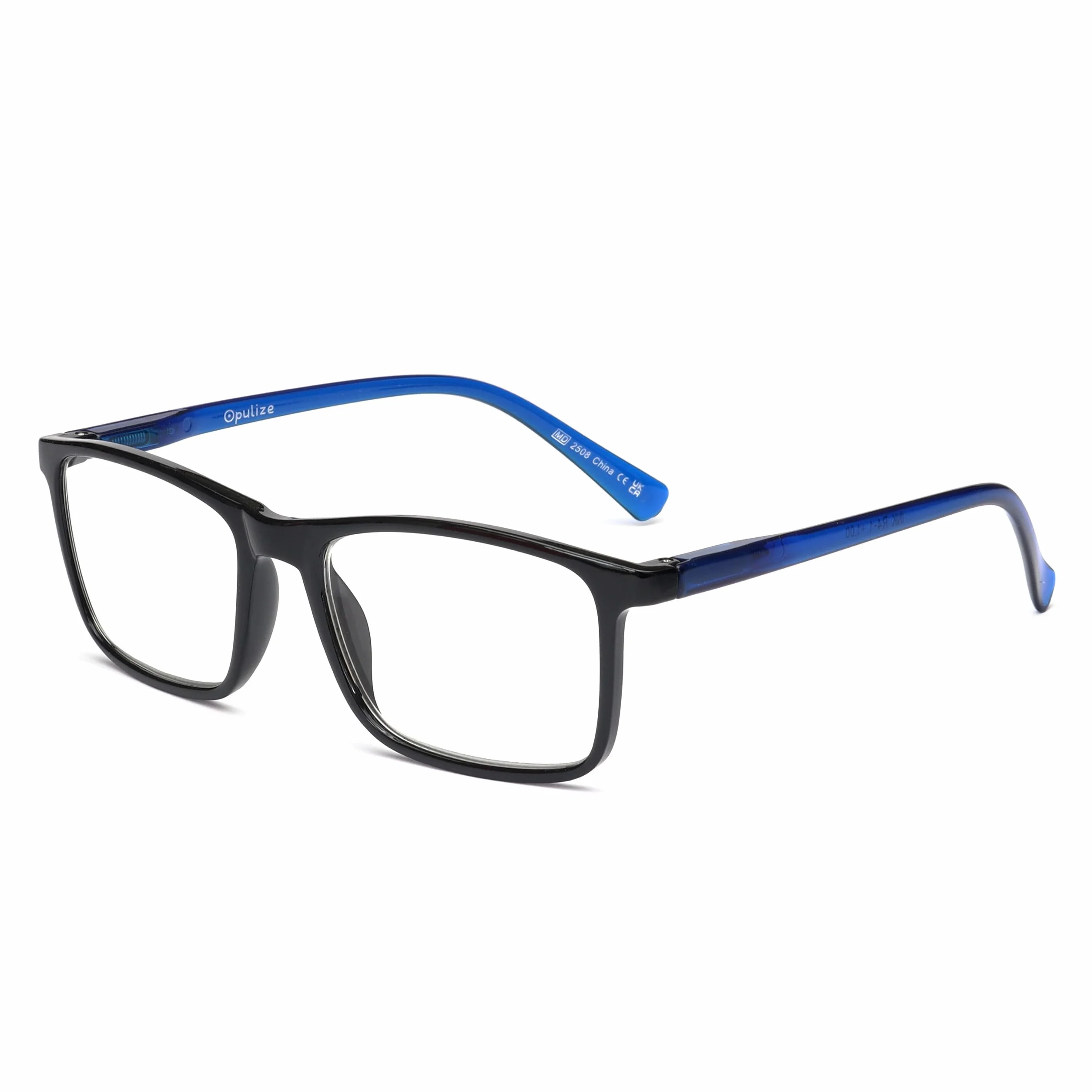 OPULIZE Ink 2 Pacco Occhiali Da Lettura Grande Nero Blu Uomo Donna Cerniere Molla RR4-1 +2,50