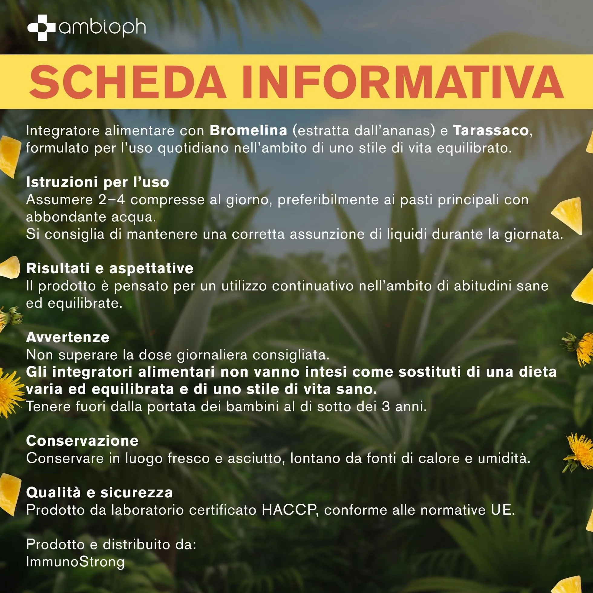 Bromelina Forte 5000 Gdu Purissima Alta Concentrazione Con Tarassaco 120 Compresse ImmunoSTRONG