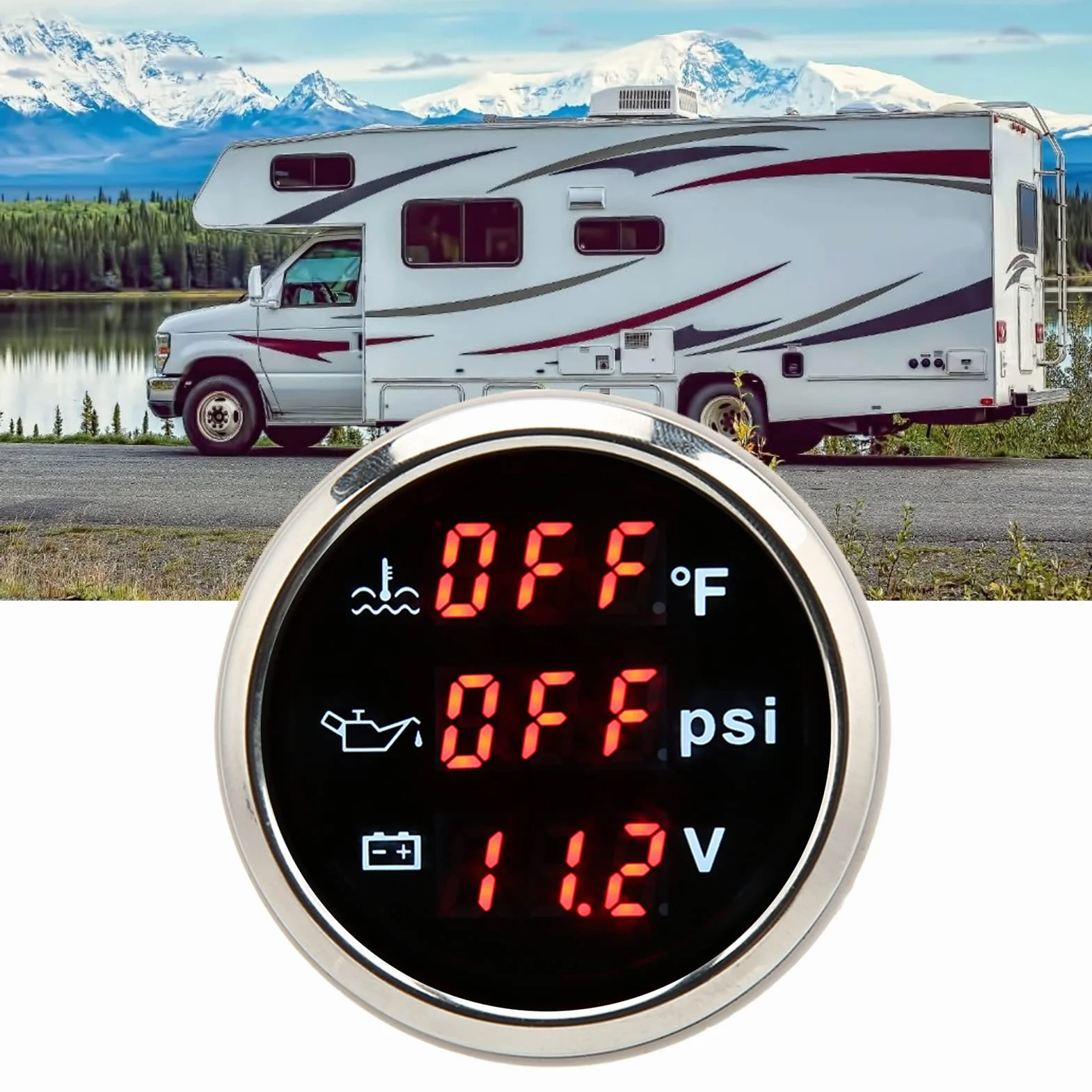 Indicatore della Temperatura Dell'acqua, per RV Yacht Barca Nave Auto Moto 52mm Indicatore Digitale della Temperatura Dell'acqua 3 in 1 DC 9 a 32 V Accurato