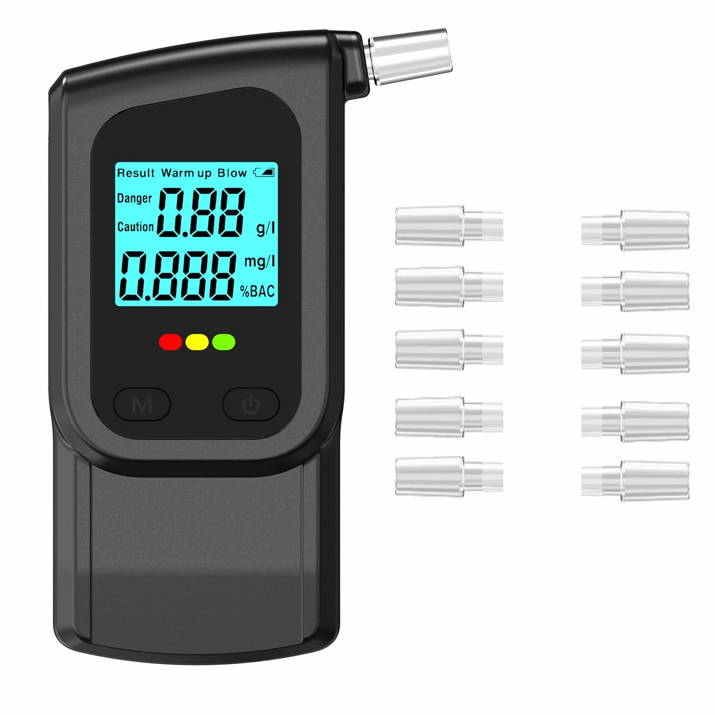 Etilometro Portatile Certificato GemCoo 3 Secondi Schermo LED Doppia Modalità Test Rapido Precisione 10 Bocchini