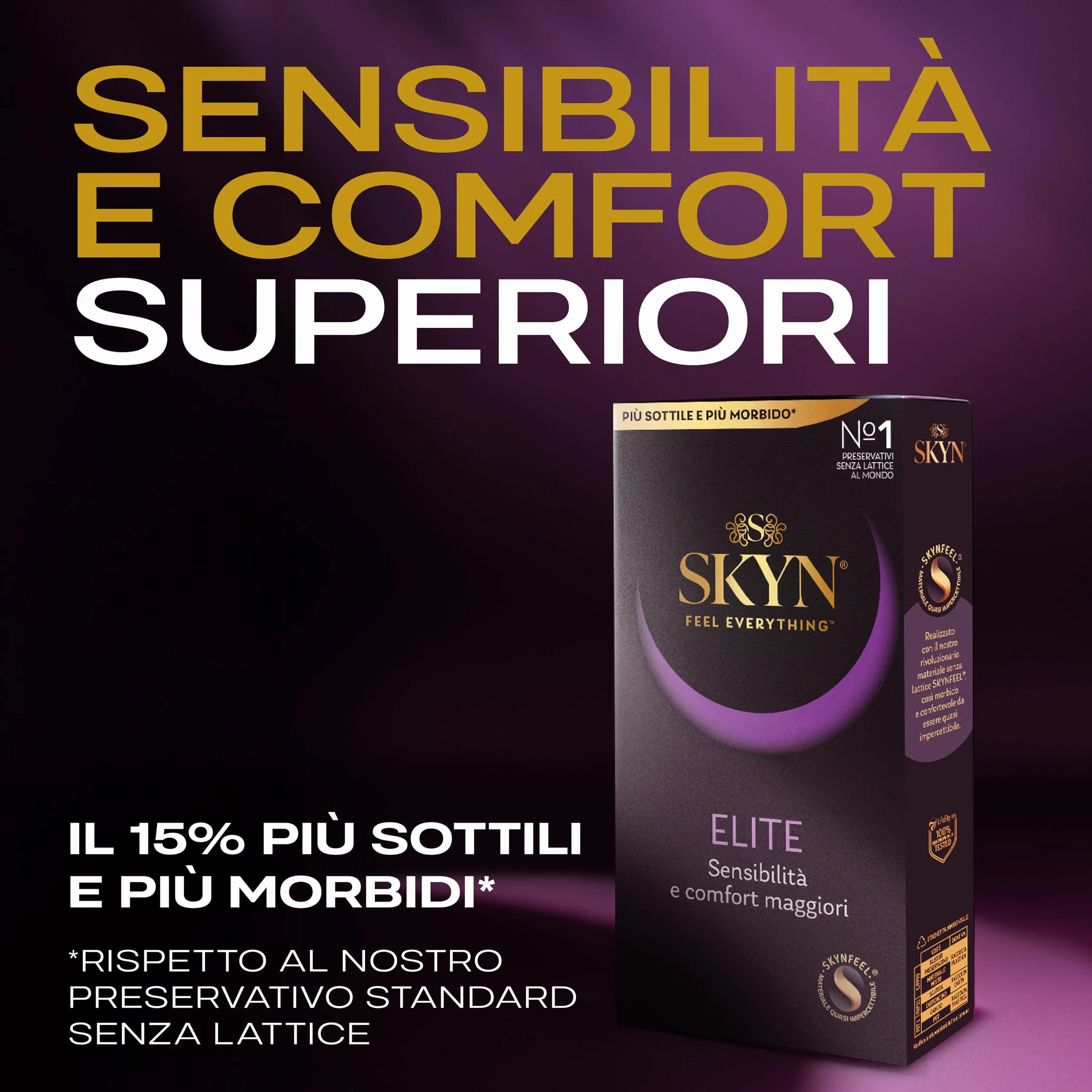 SKYN Elite Preservativi Senza Lattice Poliisoprene Ultramorbidi Ultrasottili 22 Pezzi