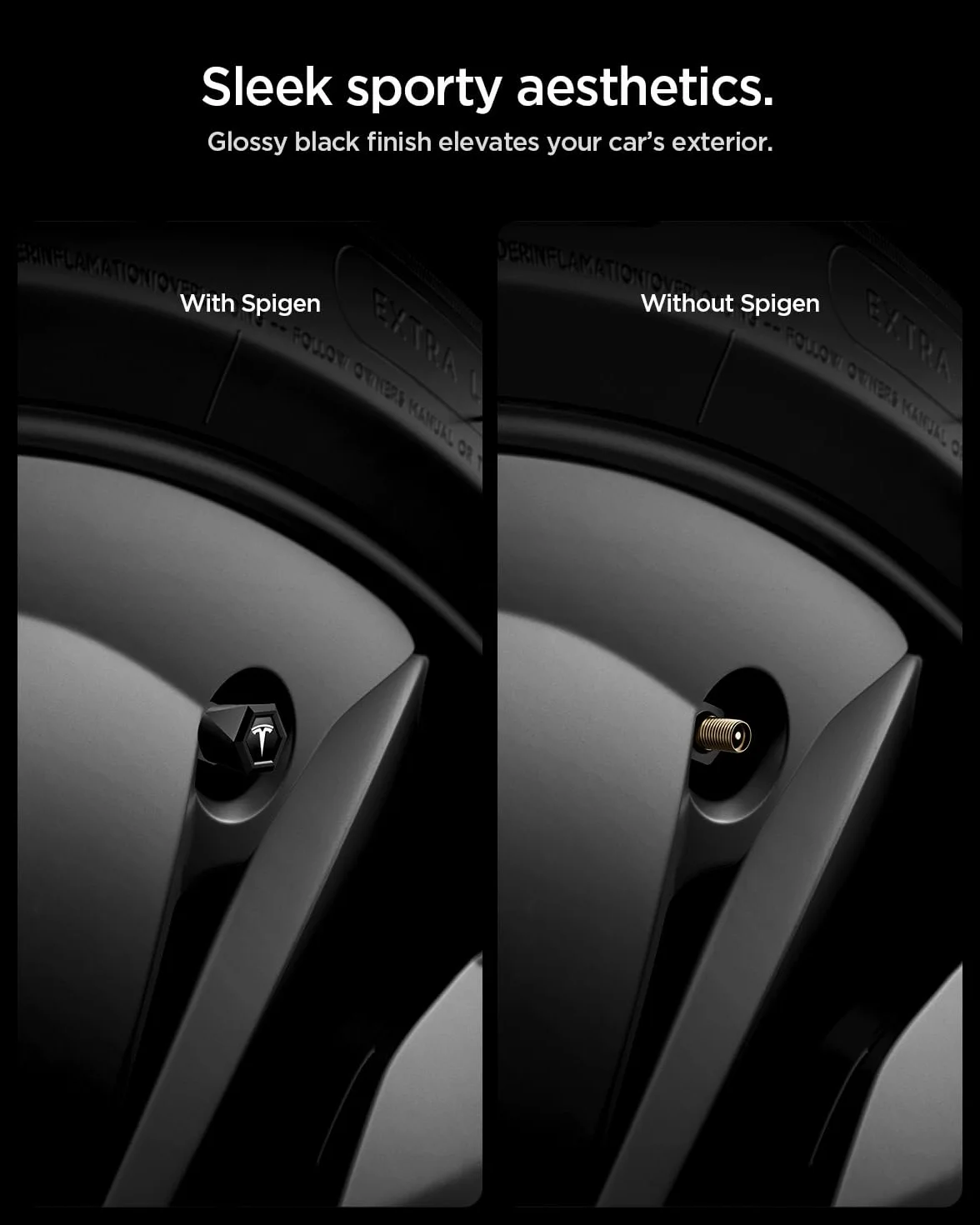 Spigen Set da 4 Tappi per Valvole Pneumatici Magnetici per Tesla Model 3/Y/X/S con TPU, Antigraffio, Coprivalvole Aria Progettati per Accessori Tesla - Argento