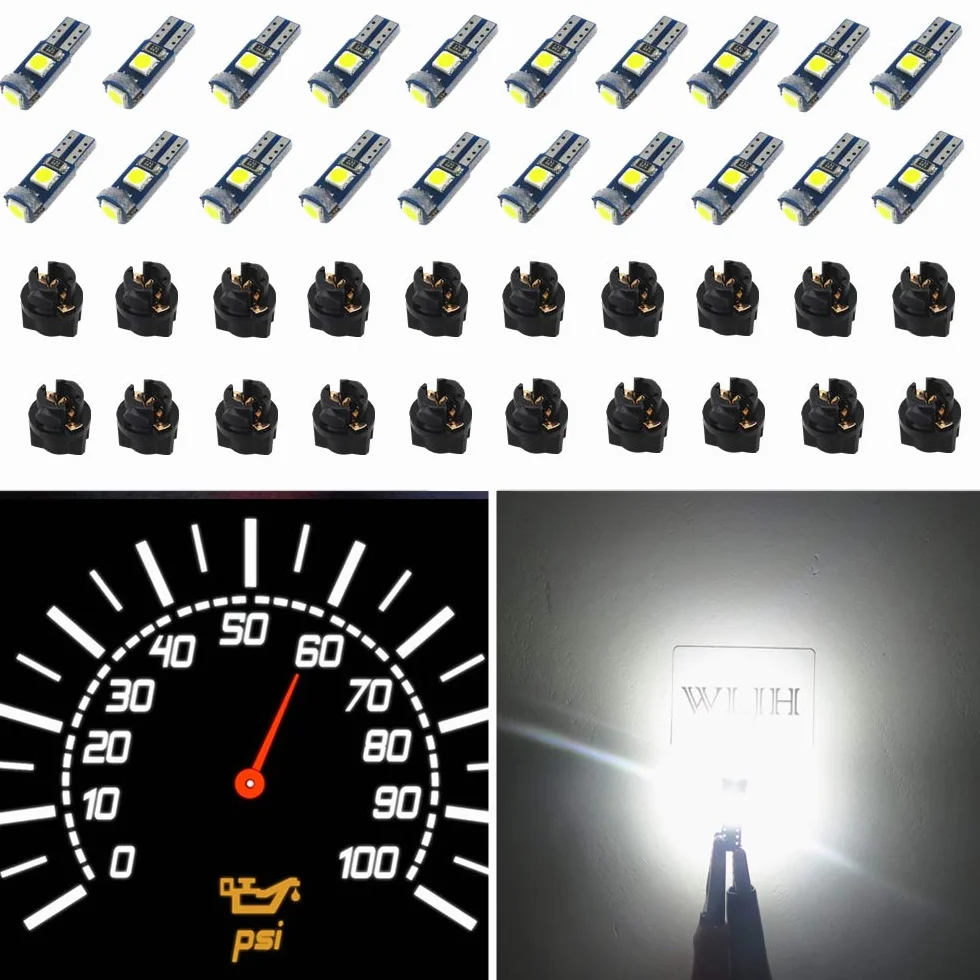 Lampadine LED T5 2721 37 70 286 Wedge PC74 Presa a spirale Bianco Kit 20 Pezzi per Cruscotto Automotive