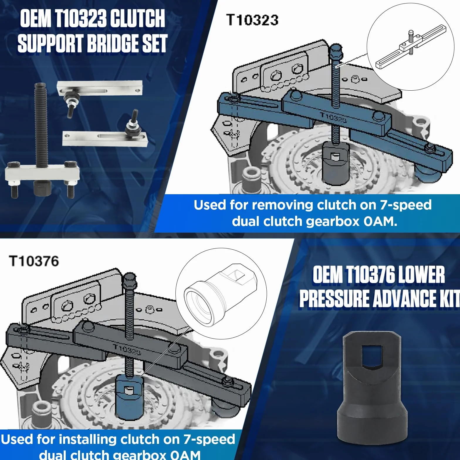 BELEY Kit di Strumenti di Trasmissione Doppia Frizione per VW Audi per DSG 7 velocità per installare e Rimuovere la Frizione e l'estrattore T10373 T10376 T10323