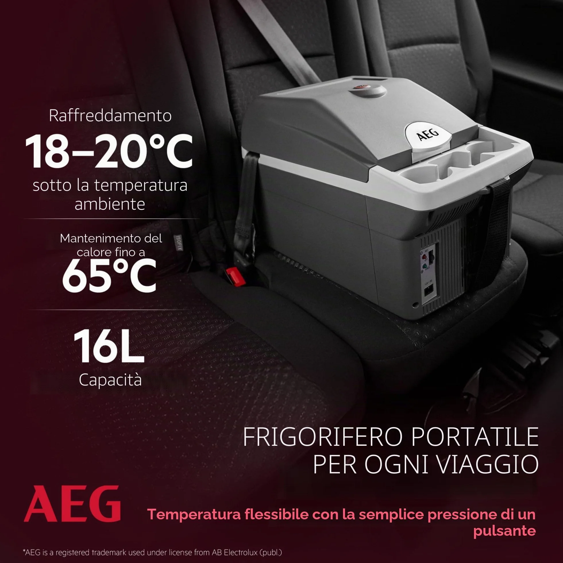 AEG Automotive Board-Bar BK 16 Contenitore termoelettrico refrigerante e scaldino 16 litri, 12 Volt per auto e presa elettrica, può essere fissato all'auto