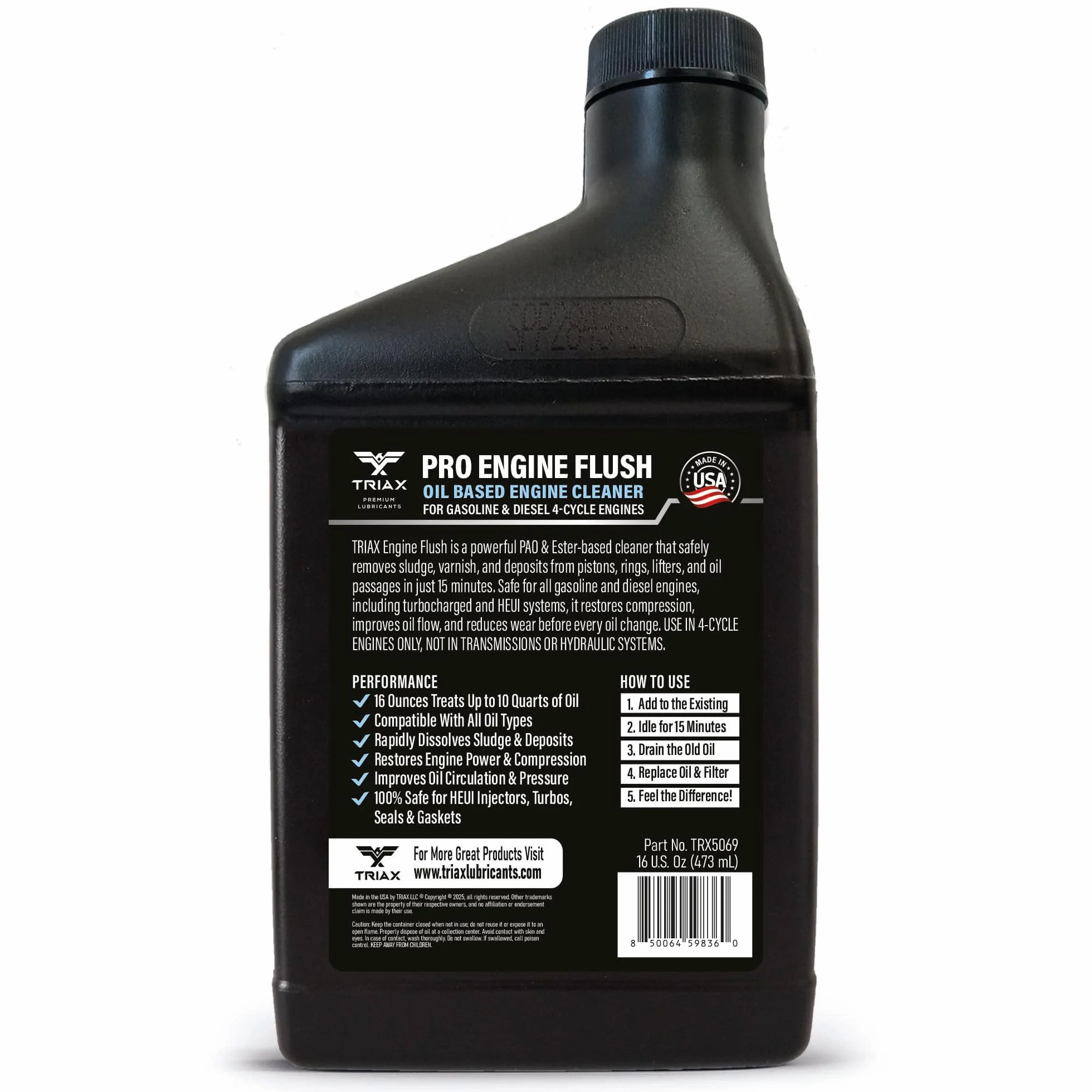TRIAX Pro Engine Flush Sintetico Pulizia Motore Rimuove Morchie Residui Carboniosi Non Solvente