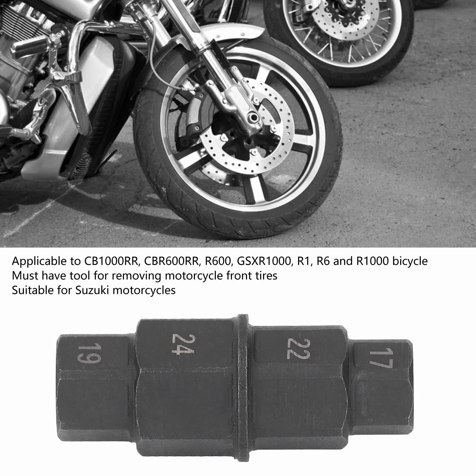Chiave a bussola per asse esagonale 17 19 22 24 mm Nero moto