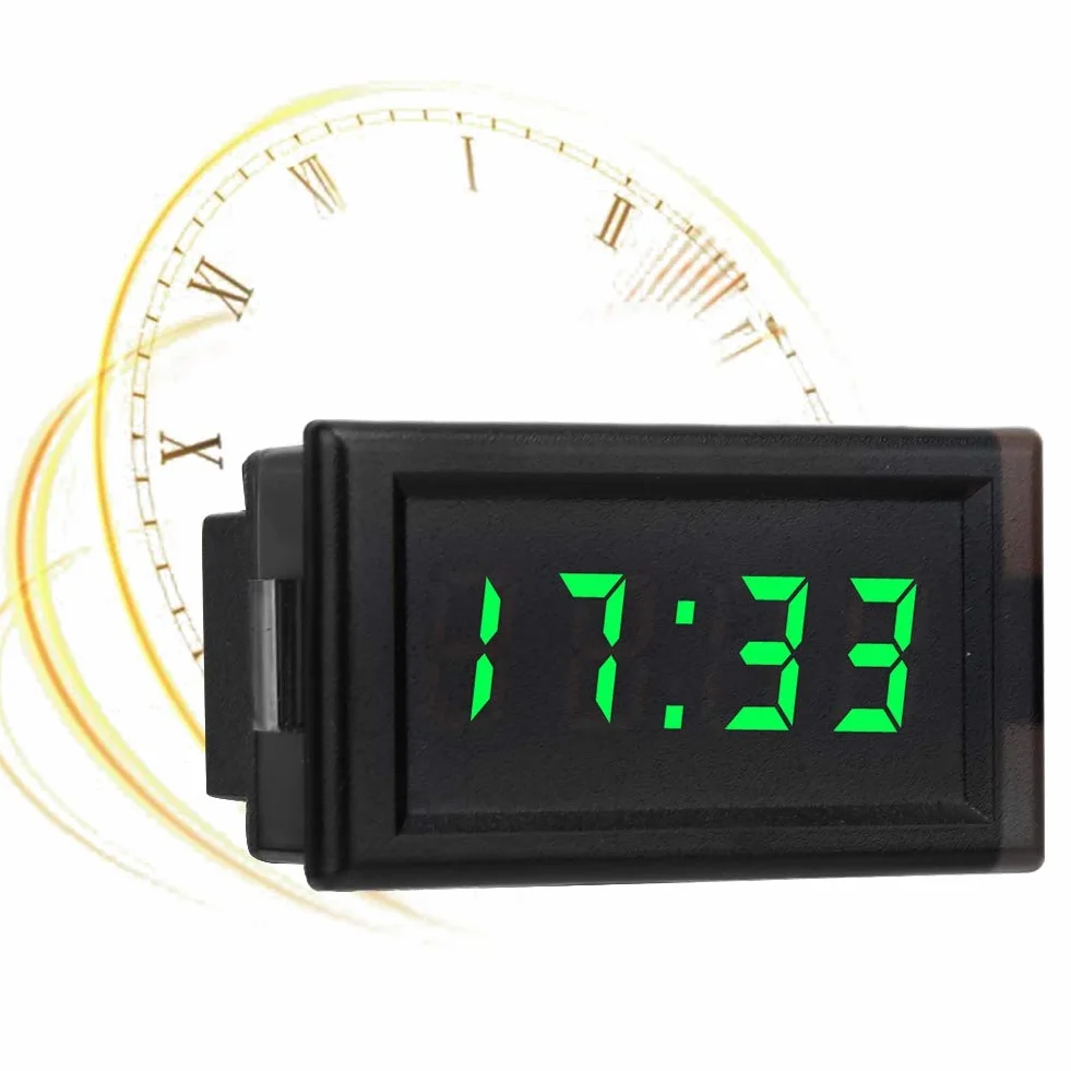 KIMISS DC4.5-30V Display digitale a LED con orologio elettronico per auto antipolvere impermeabile(verde)