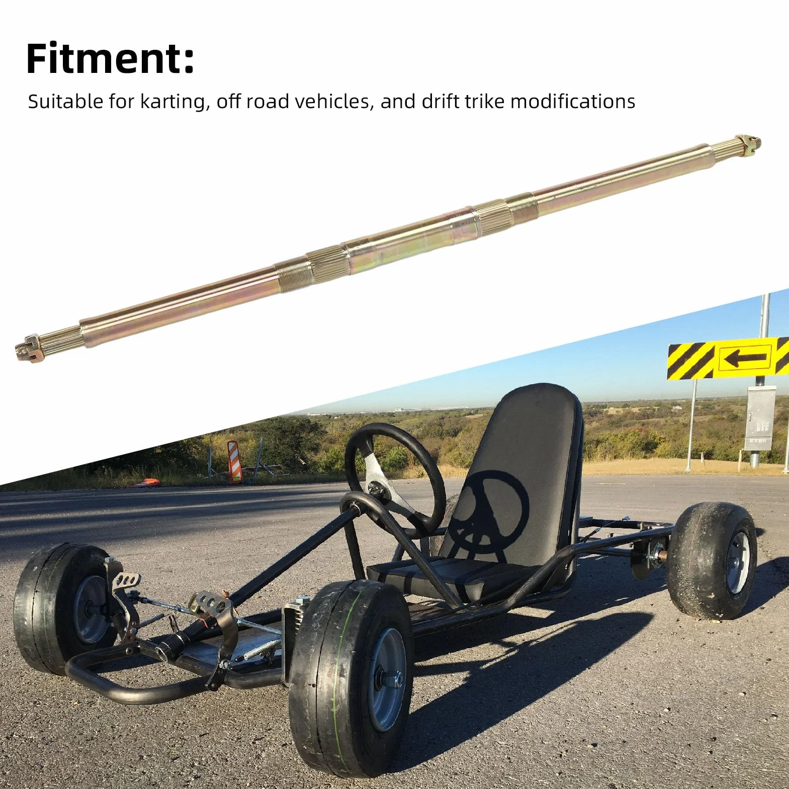 930mm Go Kart Assale Posteriore 23T 28T Lega di Acciaio Zincato Ad Alta Durezza Assale Posteriore Live per Go Kart Quad Drift Trike