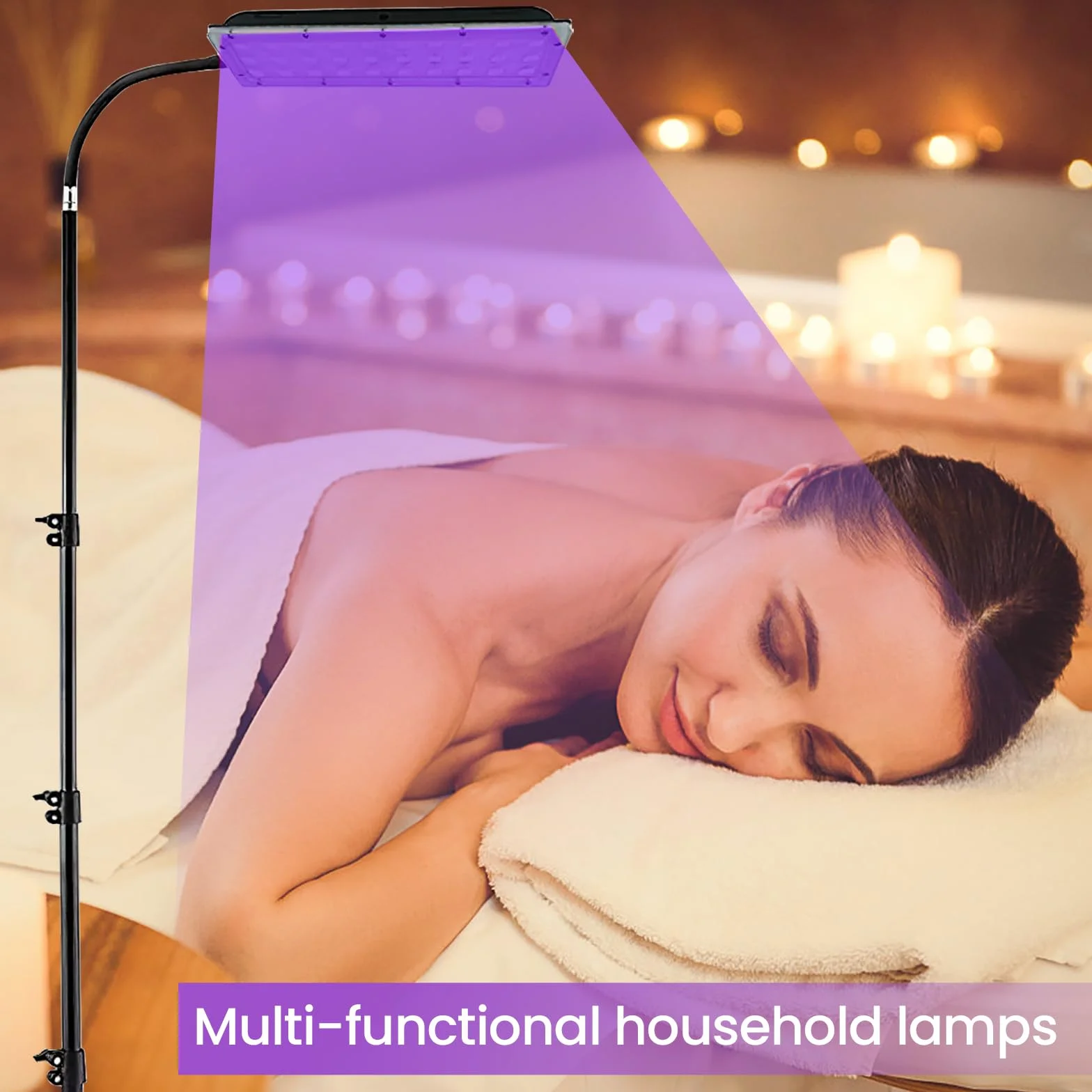 Lampada di abbronzatura 45 W 395 nm UV per viso e corpo con supporto regolabile e protezione occhi