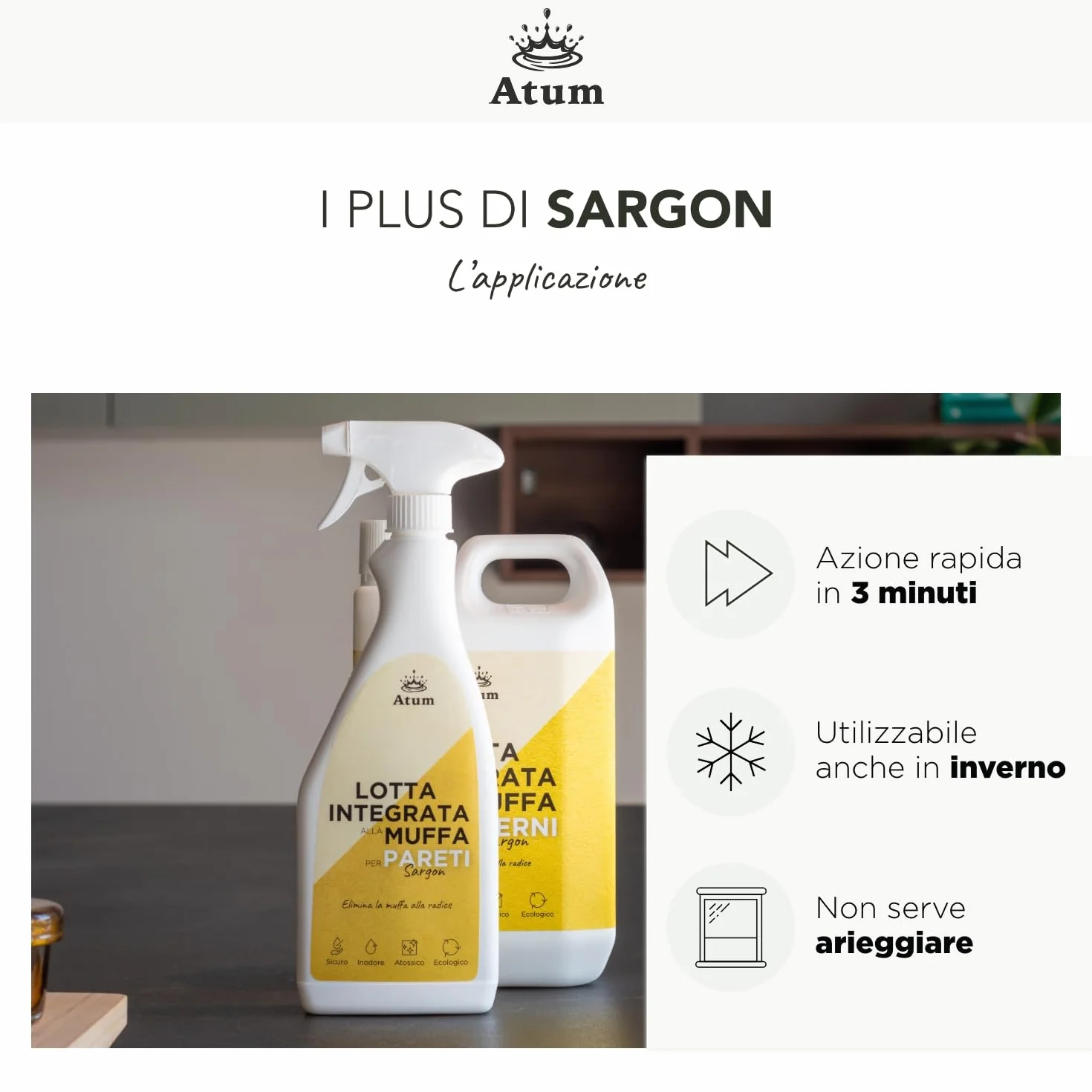 Sargon Rimuove la Muffa 100% Inodore 500ml Igienizza Muri e Pareti