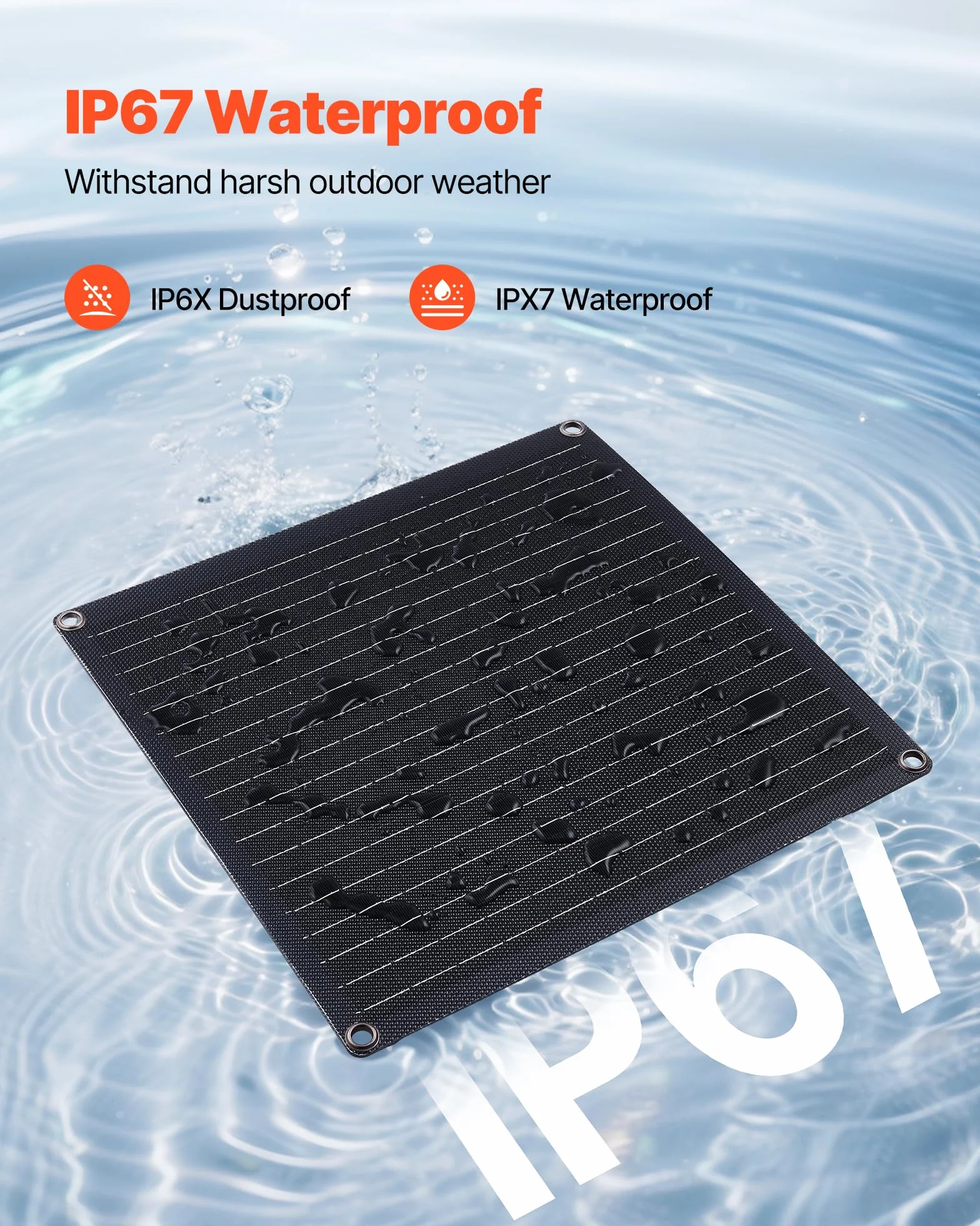 VEVOR Caricabatteria Solare da 20 W 12 V, Caricabatteria Solare con Regolatore Integrato 3 Cavi di Collegamento, Impermeabile IP67, Portatile per Camper, Auto, Moto, Barche, Furgoni, Roulotte