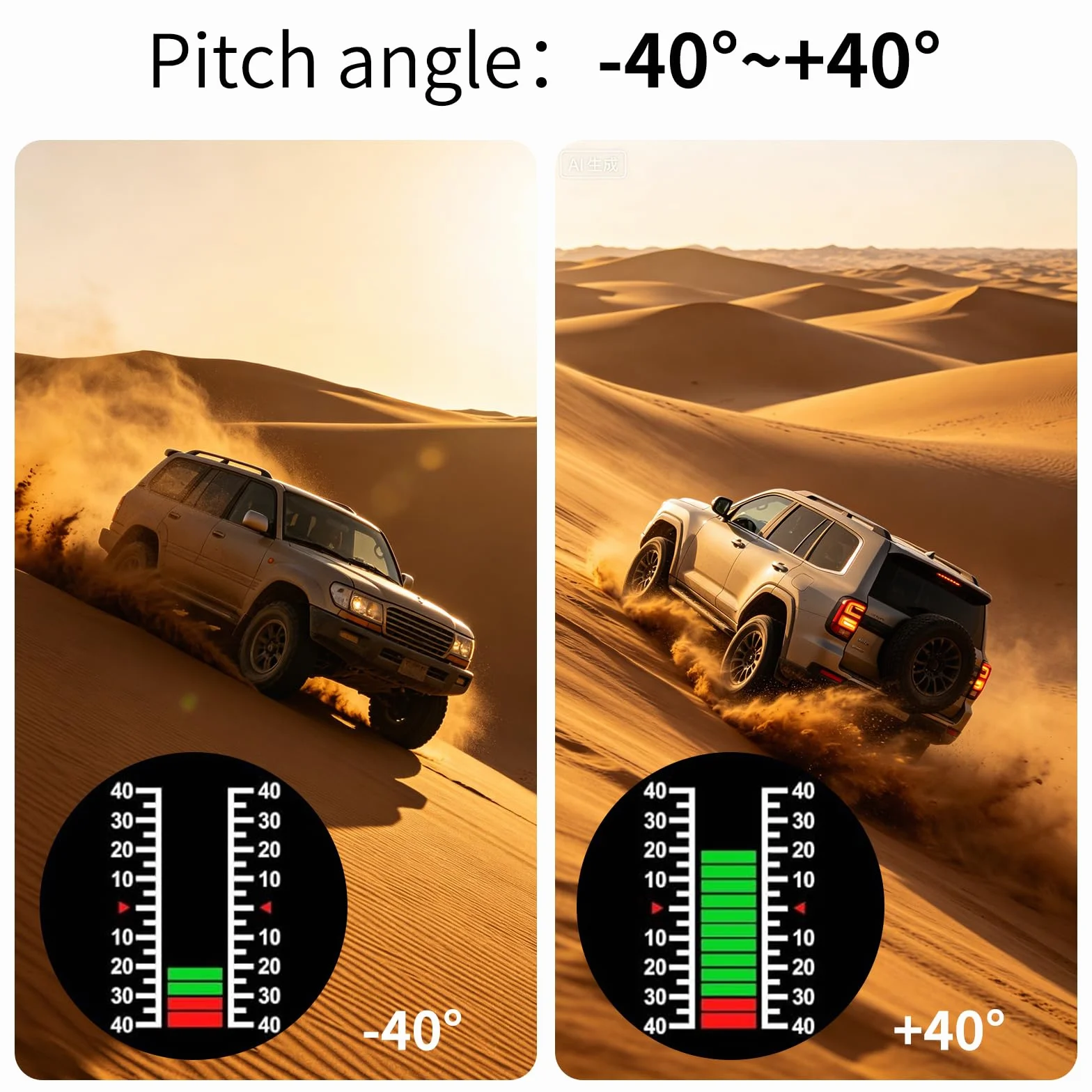 Inclinometro 4x4, Inclinometro Digitale Fuoristrada, Tachimetro Universale per Auto, Head Up Display Auto GPS HUD Con Bussola, Spina accendisigari