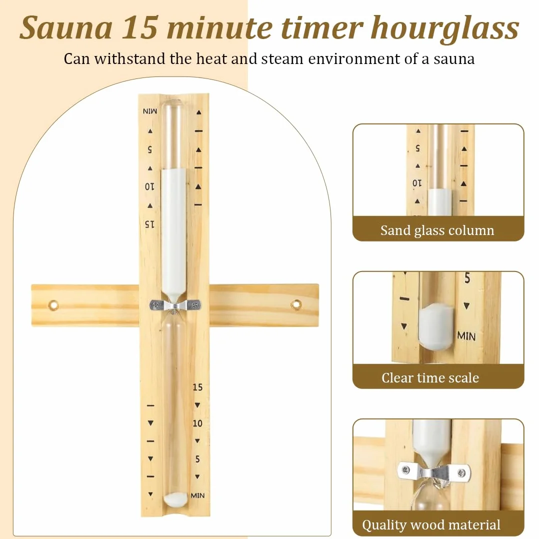Clessidra Sauna Analogica 15 Minuti Legno Sabbia Timer Girevole Parete