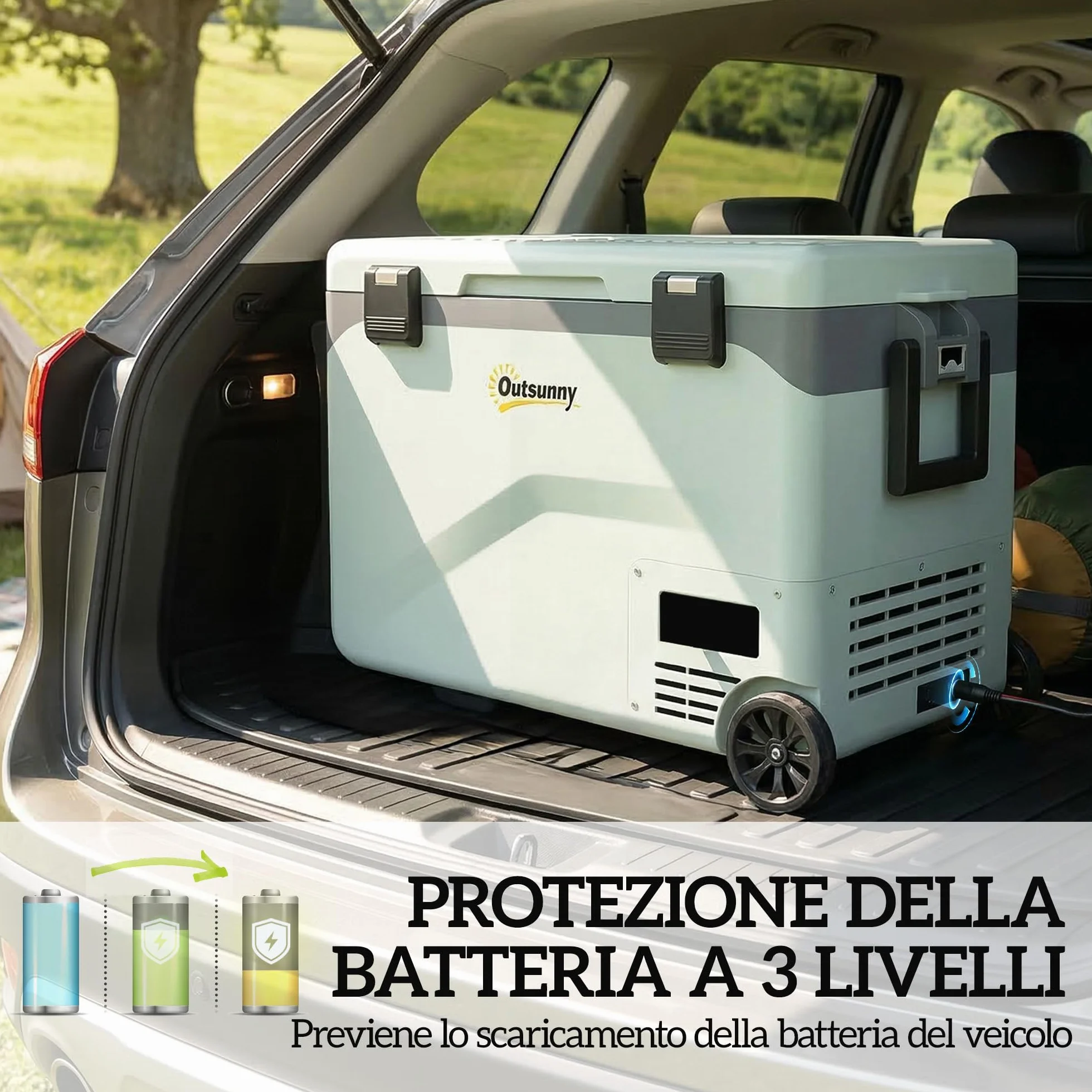 Outsunny Frigorifero Portatile Auto 42.5L Compressore Elettrico Anti-Shock APP Bluetooth 12V/24V/240V -20°C-20°C