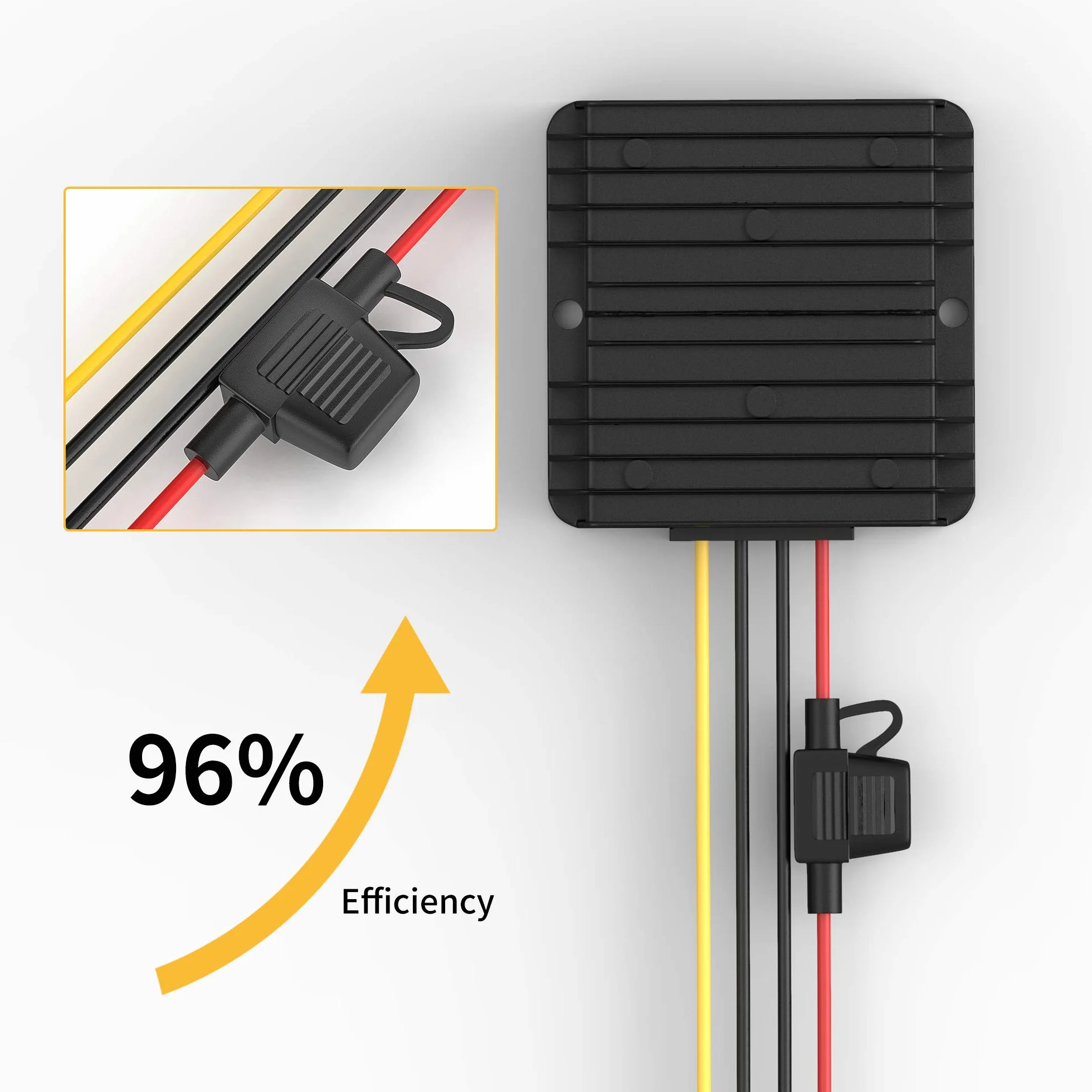 Trasformatore DC DC 12V a 24V 15A 360W Convertitore Step Up Impermeabile con Fusibile per Carrello a Motore