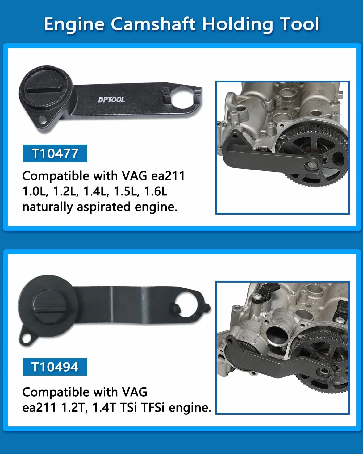 DPTOOL Set 8 strumenti regolazione distribuzione albero camme motore VAG EA211 1.0L 1.2L 1.4L 1.6L FSI TSI TFSI benzina VW Audi A3