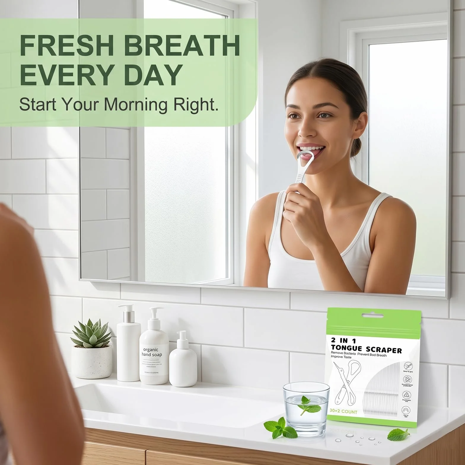 Pulisci Lingua e Stuzzicadenti 2 in 1, Raschietto Lingua per Alito Fresco e Igiene Orale, Set Portatile per Cura Dentale