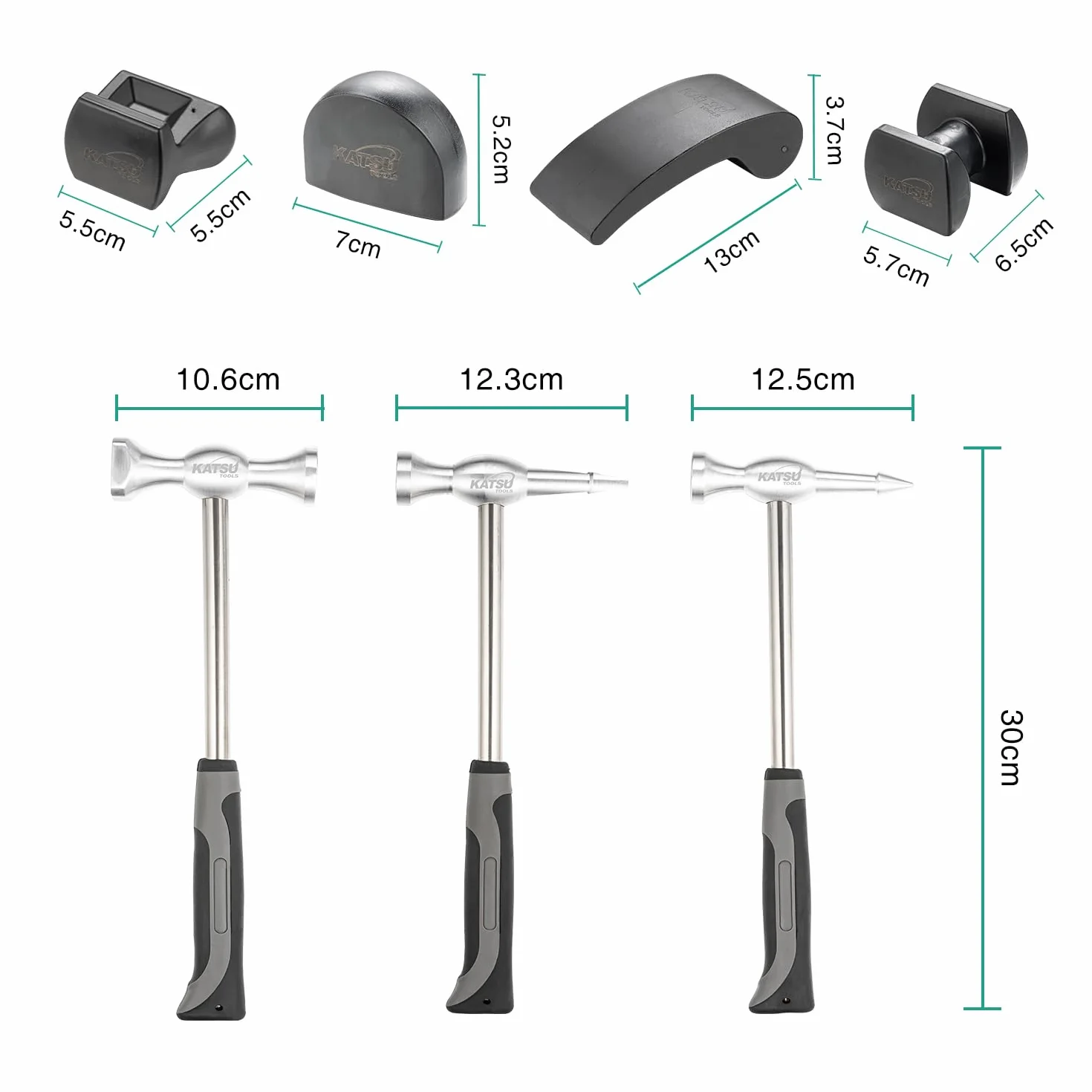 KATSU Tools Set di 7 attrezzi professionali per riparazione ammaccature, in lega di alluminio, carrelli in nylon, leggeri, per la rimozione di ammaccature e carrozzeria, 454232