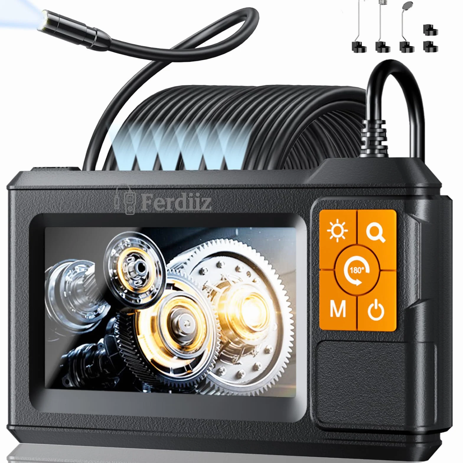 Endoscopio Industriale HD 1920P Telecamera Endoscopica IPS 4,3" IP67 Cavo Semirigido 10M