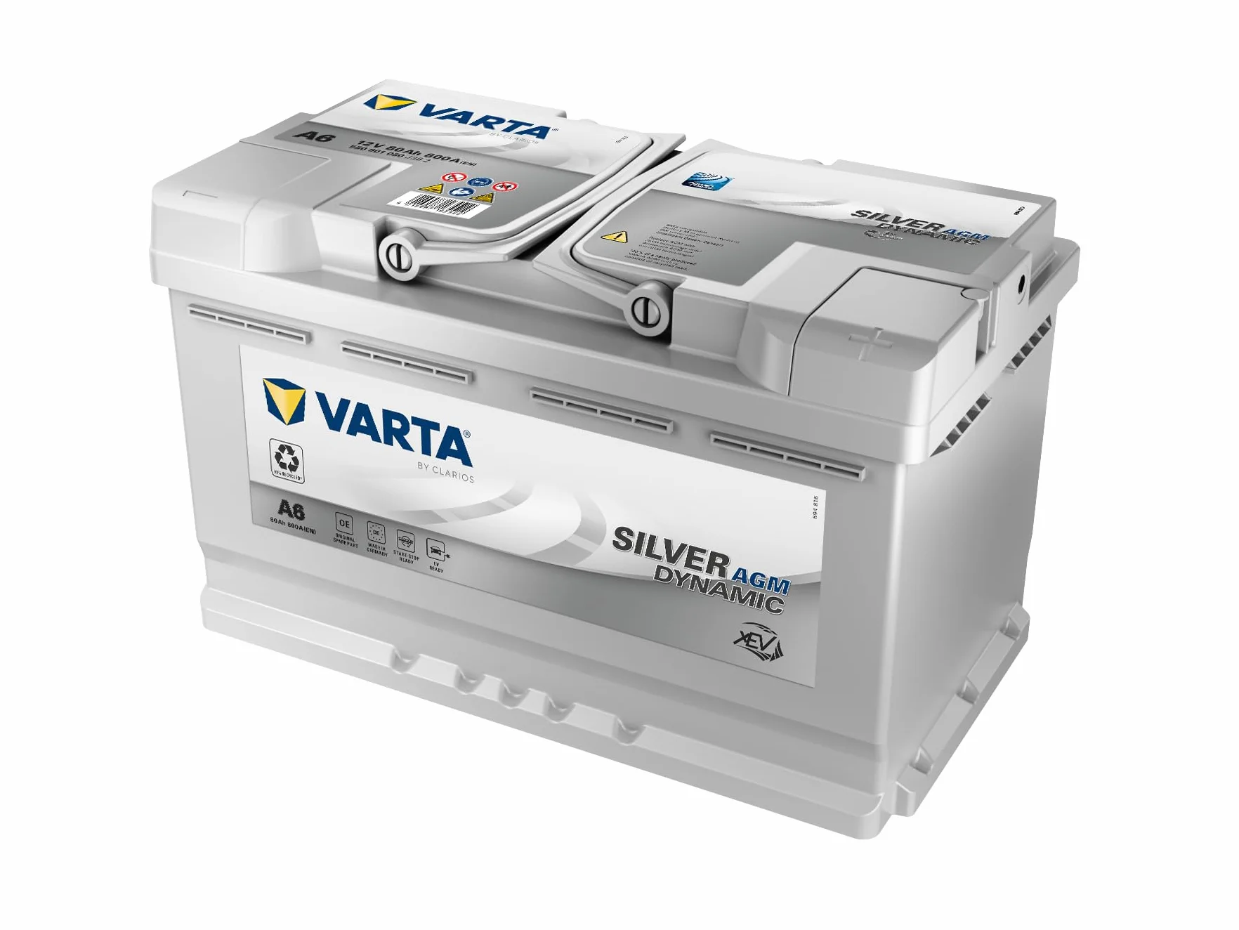 ARTA Silver Dynamic AGM Batteria A6 - Batteria Start-Stop e xEV per Auto 12V 80Ah 800A - Batteria di avviamento per auto con elevate esigenze energetiche