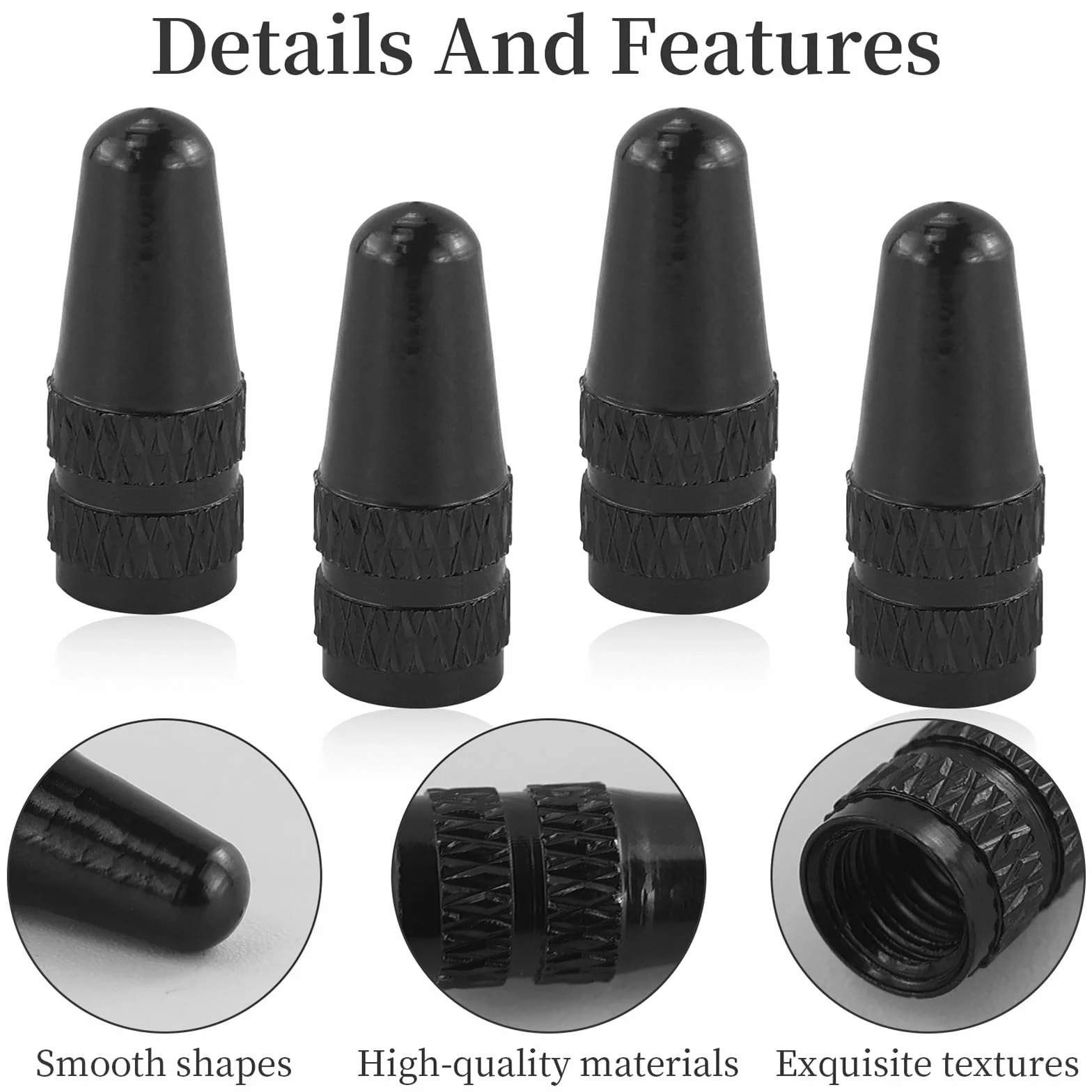 Cappucci per valvole in alluminio, 5 x cappucci neri compatibili con Presta e valvola francese, tappi per valvole di pneumatici per biciclette, cappucci per valvole di pneumatici per biciclette, 5