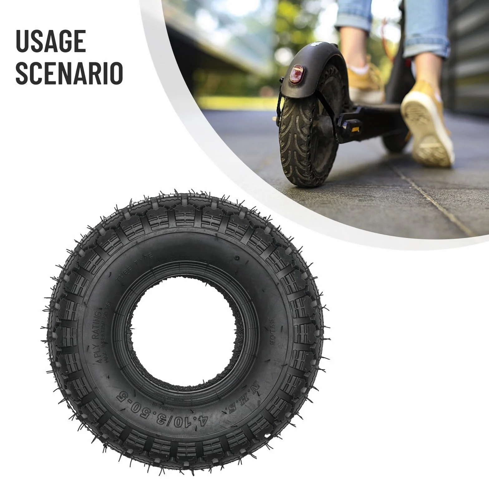 Pneumatico in gomma 4.10/3.50-5 12 pollici per scooter elettrico Go Kart Trolley Nero