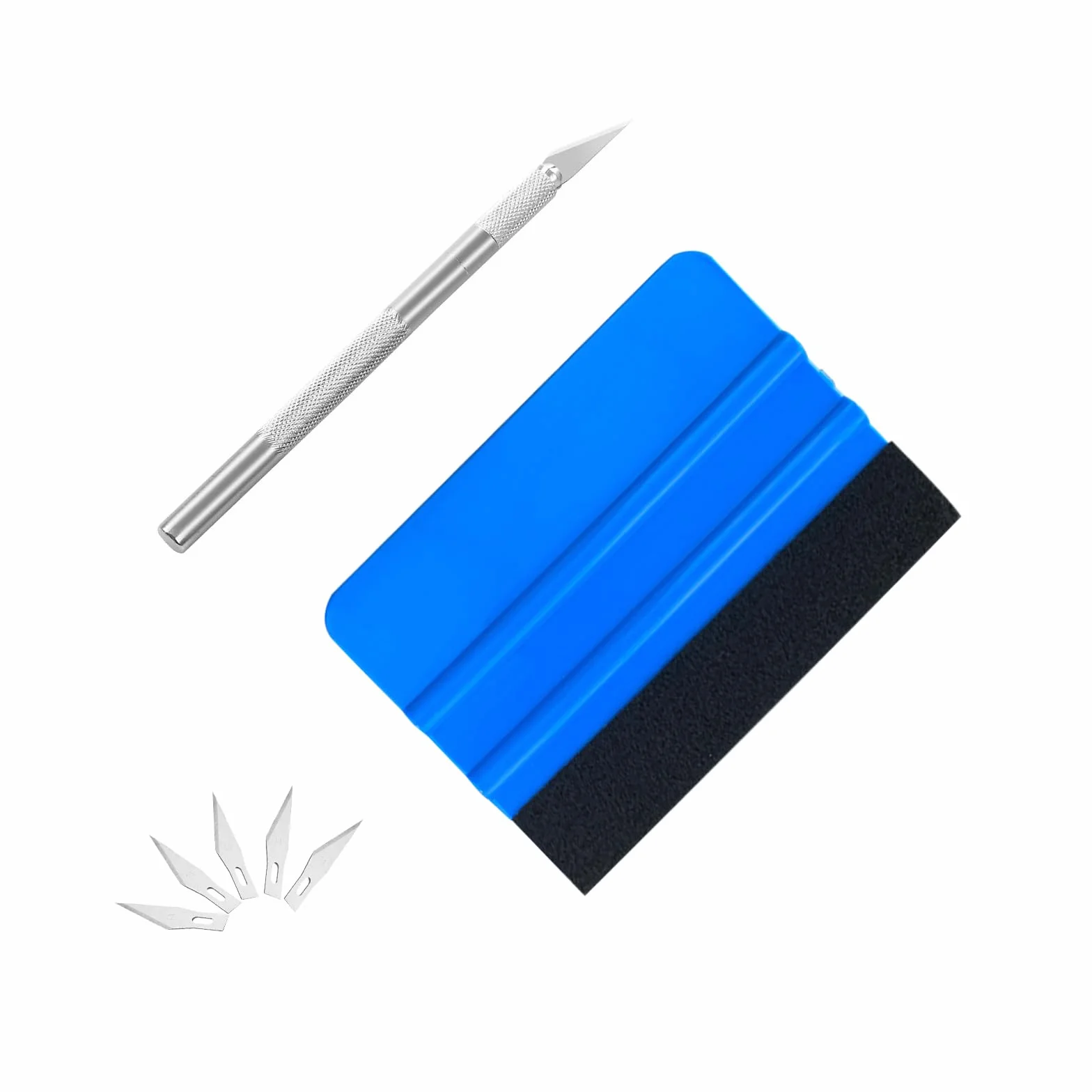Spatola Kit Carta Da Parati, Rarouyi 7 Pezzi Stendi Pellicola Telefono Kit Wrapping Per Adesivi Pellicole Adesive Auto Vetri, Kit Avvolgimento In Vinile Con 1 Martinetto In Feltro, 1 Lama, 5 Lame