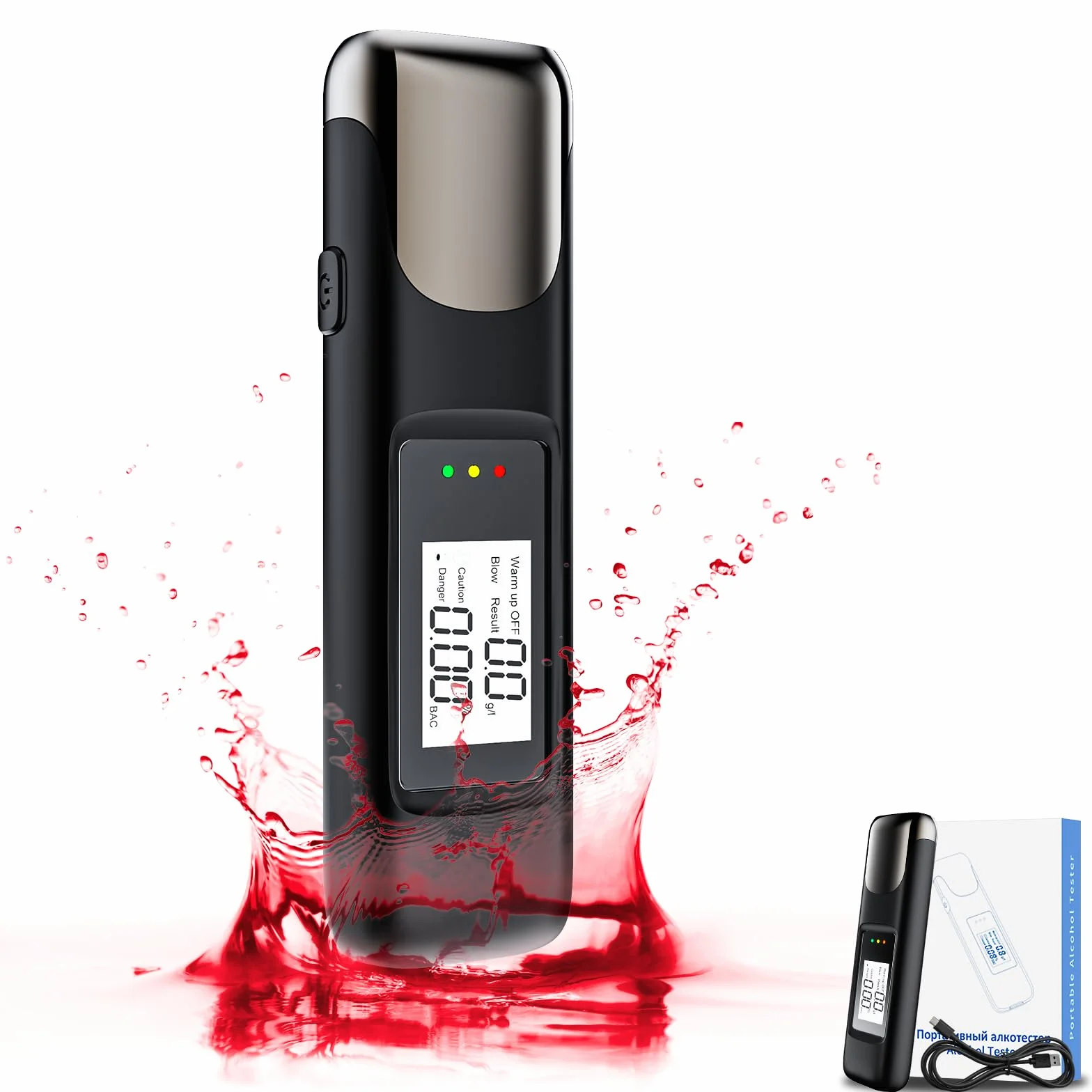 Etilometro Portatile Certificato con Display LCD, Alcol Test Digitale, Senza Boccagli