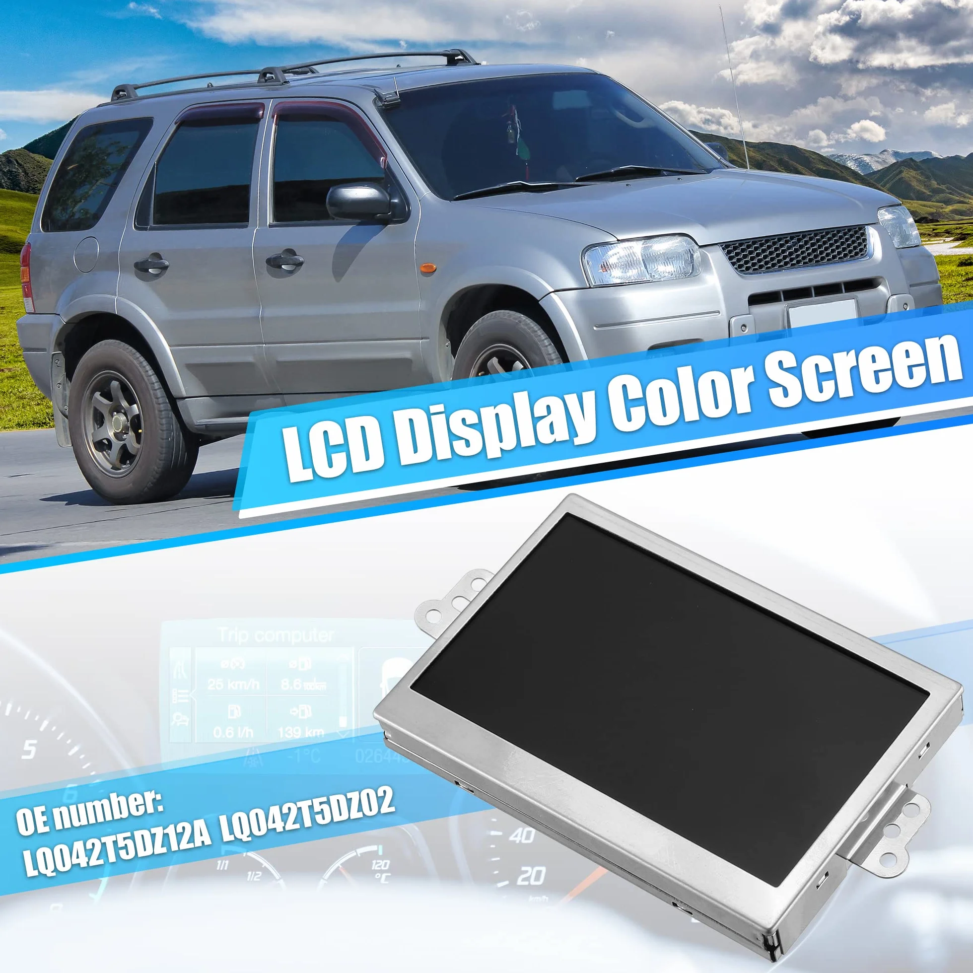 X AUTOHAUX Display LCD Schermo a Colori LQ042T5DZ12 4.2 "per 140MPH Tachimetro Strumento per Ford Escape Focus 13-16 per Ford Edge 12-14 50 Pin CMOS Risoluzione Chiara Modulo LCD Anti Graffio