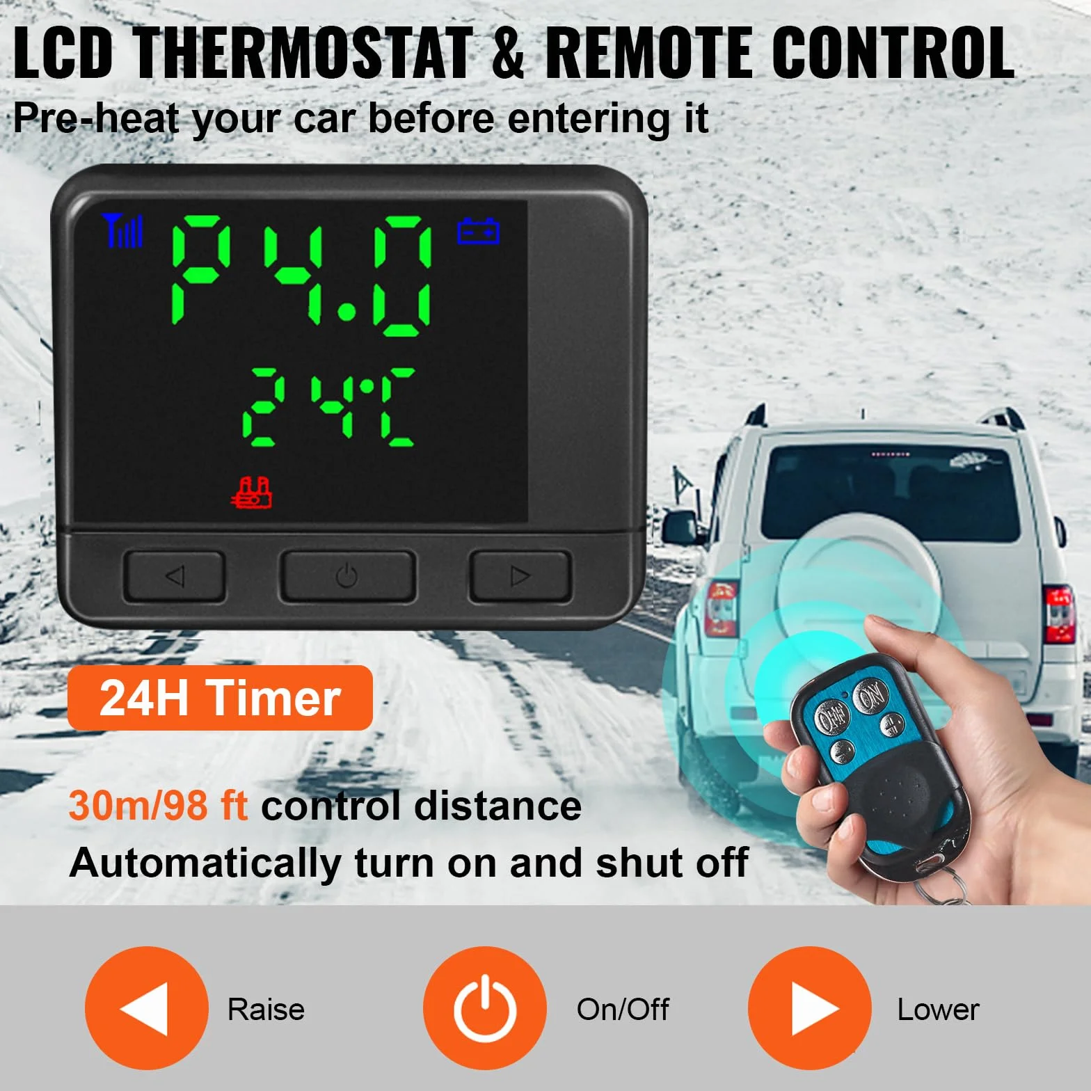 VEVOR 12V 8KW Riscaldatore ad Aria Diesel con LCD All in One Rosso