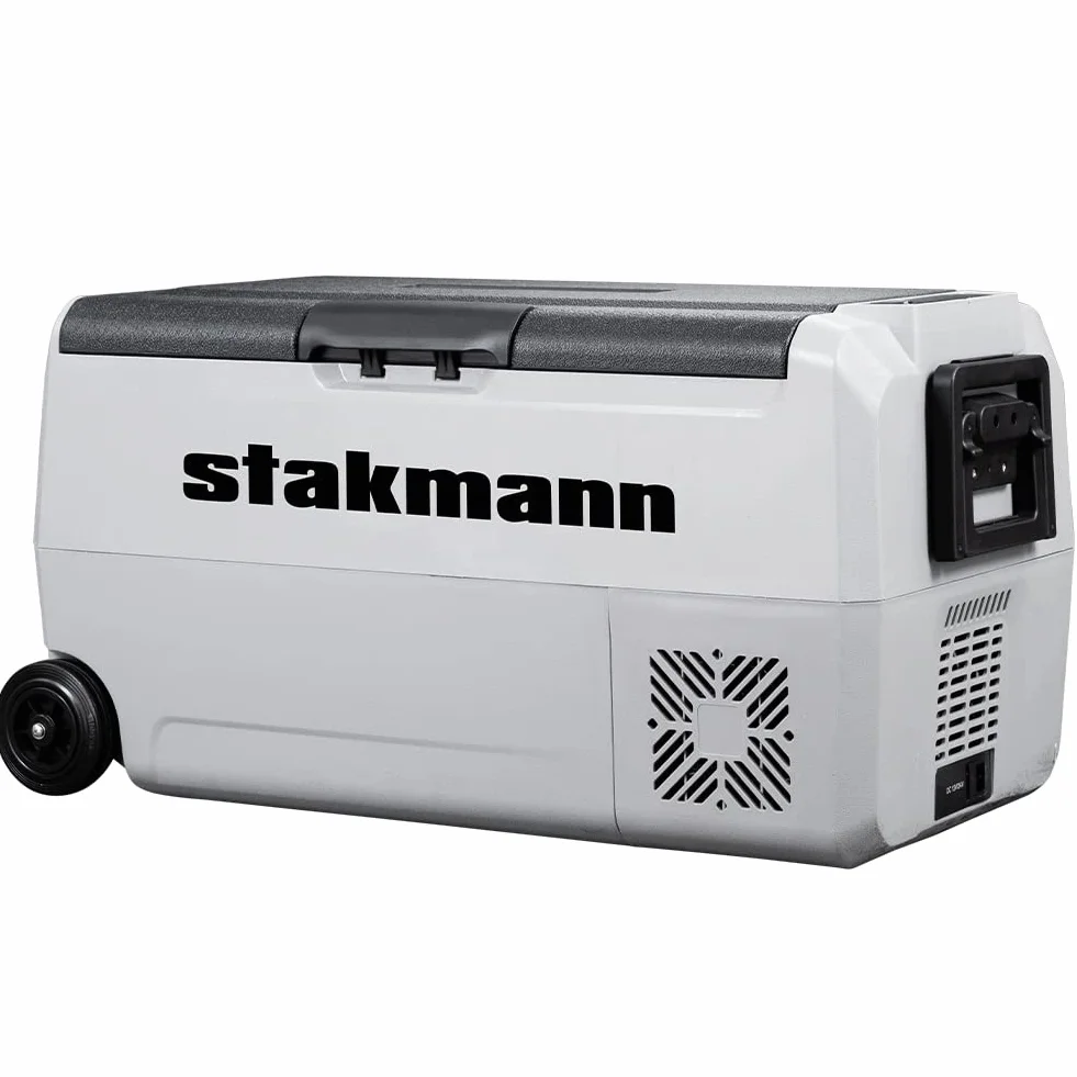 Frigorifero Portatile con Compressore 12V 220V, Frigo Congelatore con 2 Scomparti, Ruote e Manici Laterali, AC-DC 12/24 V, Ideale per Auto, Camper, Barca, Viaggi, Picnic (36 Litri)