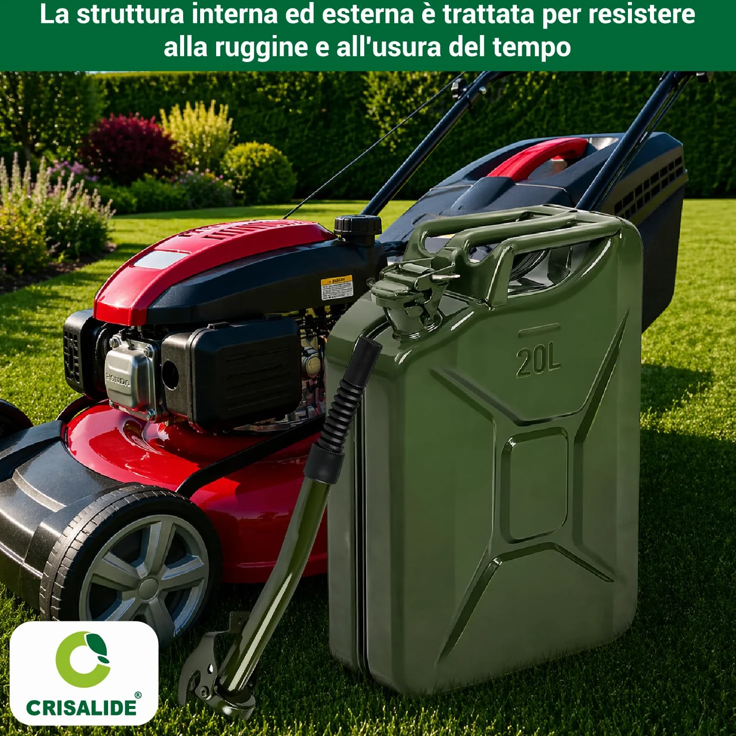 Crisalide Tanica Carburante Acciaio 20L Omologata Benzina Gasolio Antiruggine Chiusura Ermetica