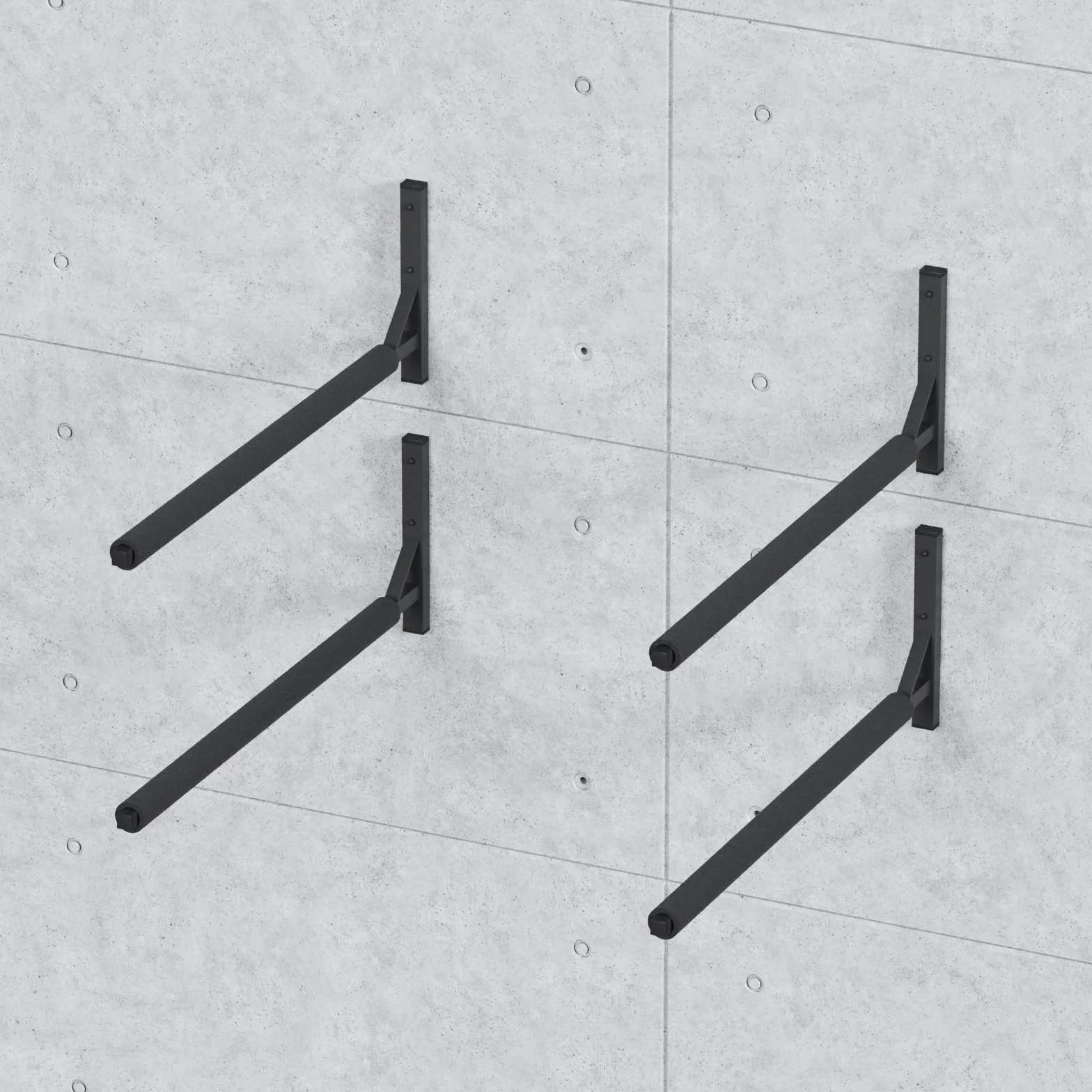 Supporto a parete per box da tetto da 82 cm WSB O nero in acciaio per la conservazione di bauletti da tetto, attrezzi da giardino scatole portatutto per sport tavole da surf e iSUP