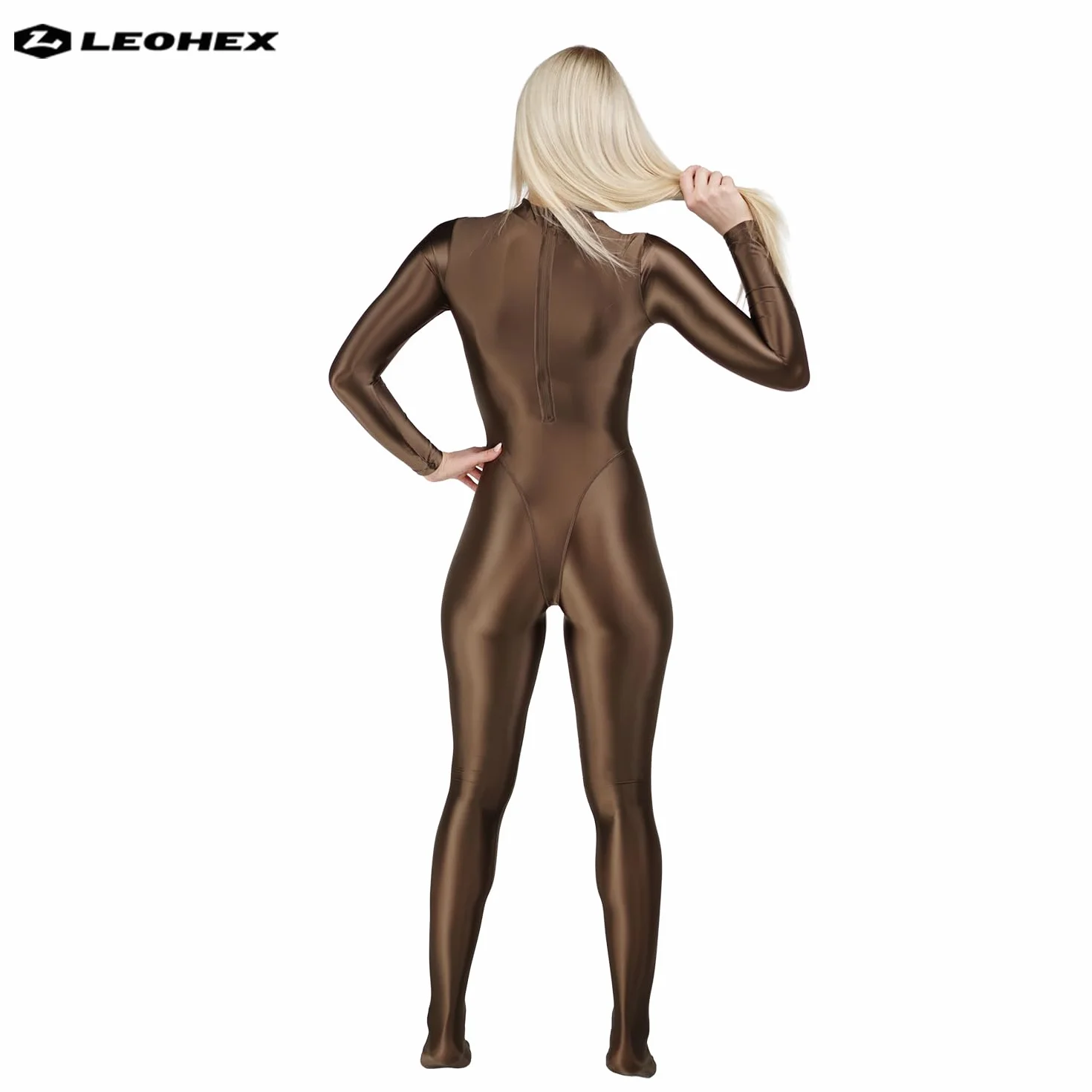 LEOHEX Tuta da donna lucida Zentai Tessuto elastico spandex