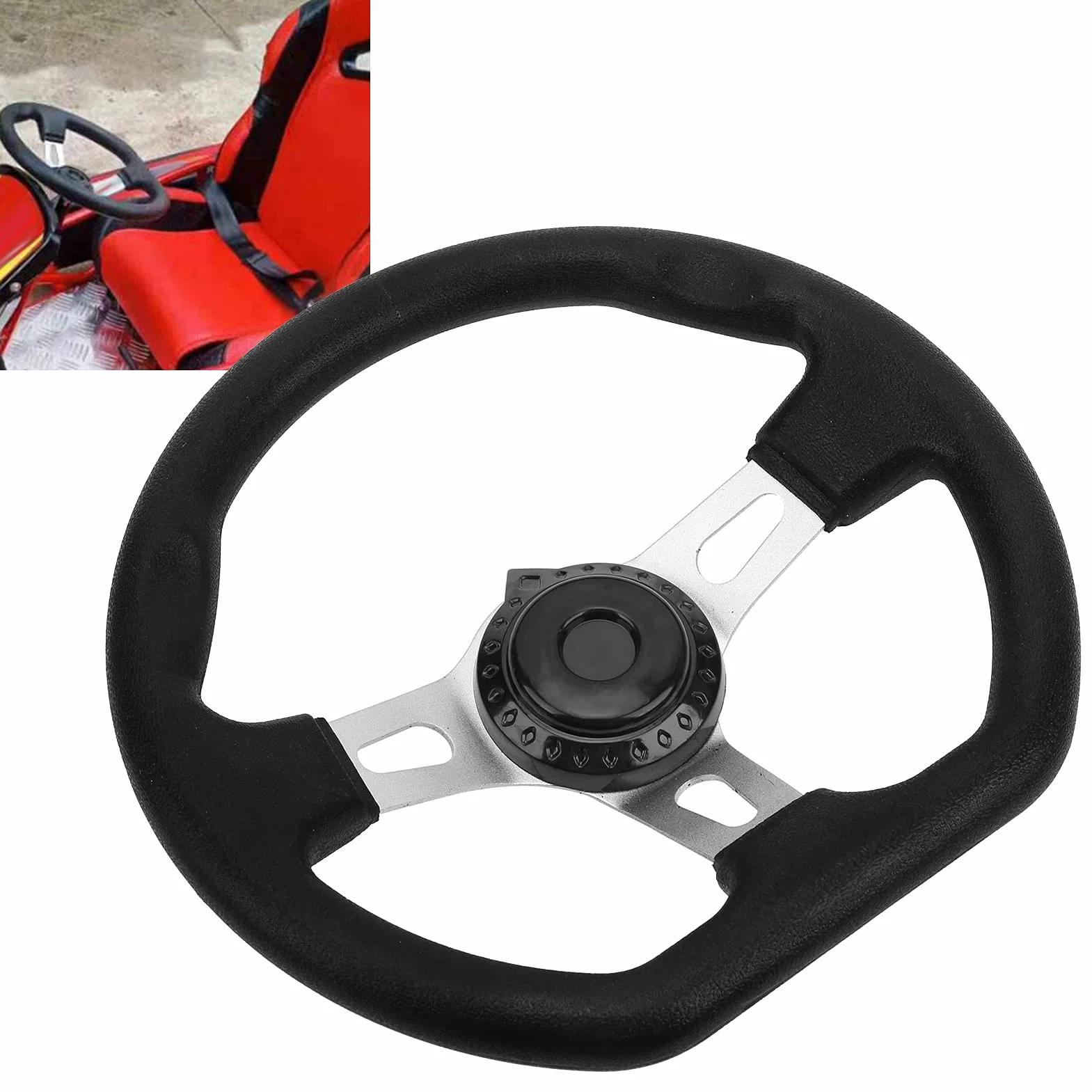 Volante per Kart Volante ATV in Schiuma PU in Metallo 270mm Modifica a 3 Raggi Universale per Motori 150 250 Interni Automobilistici