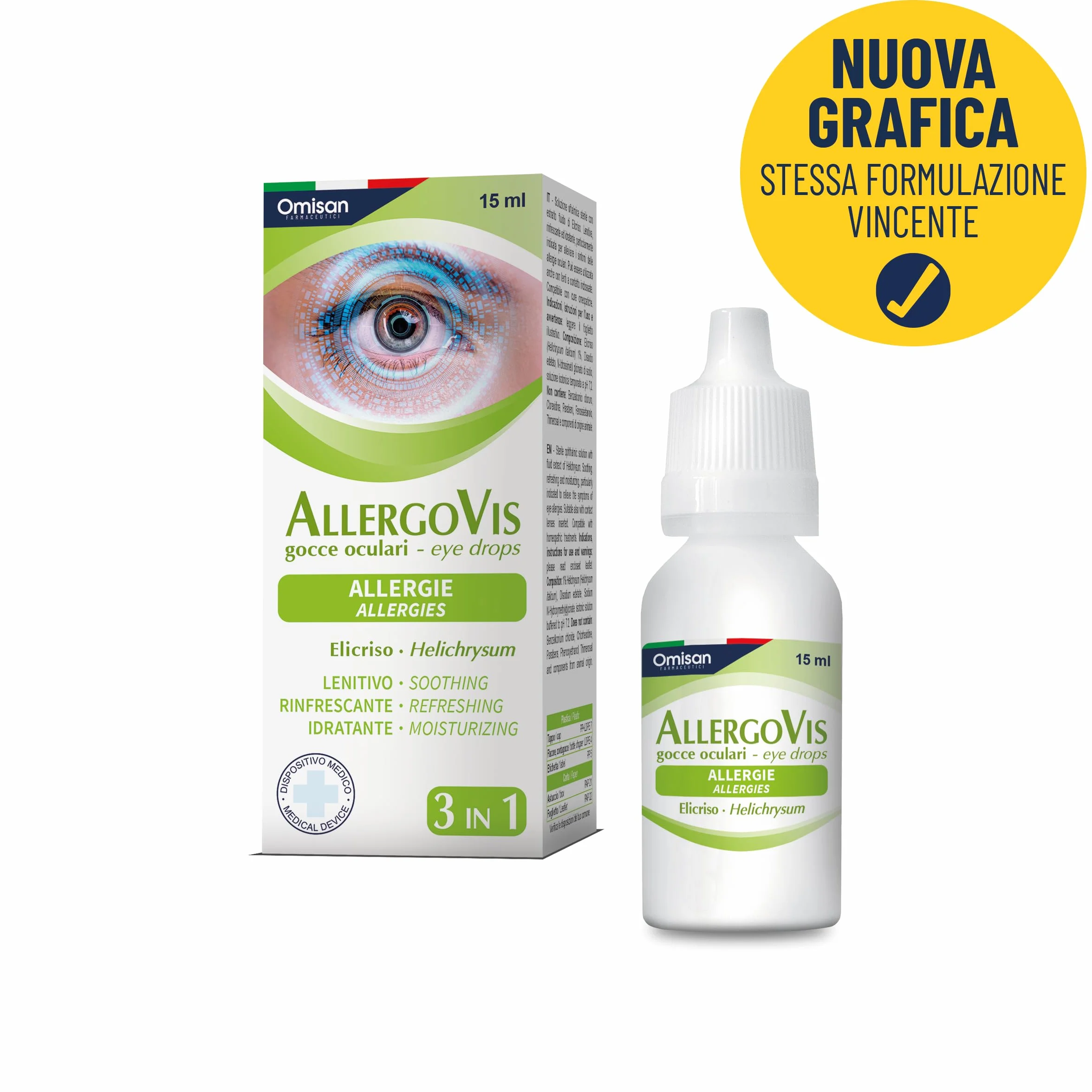 Allergovis 3in1 Collirio Sterile Lenisce Rinfresca Idrata Occhi Irritati 15 ml