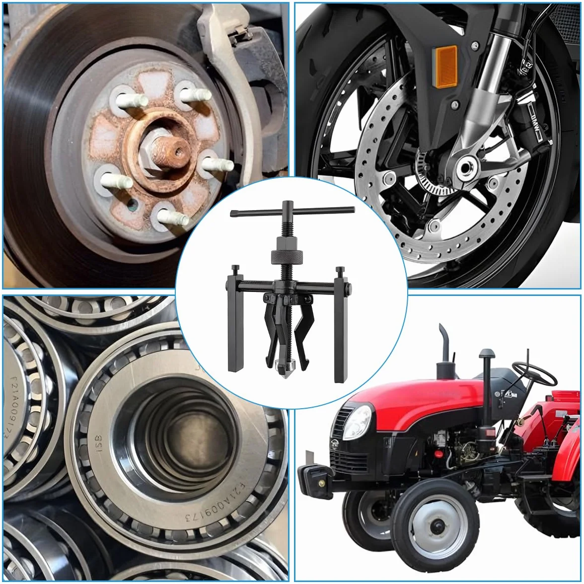 JNNJ Estrattore per Cuscinetti Interni, 3 Ganasce Estrattore Ingranaggi, Rimozione Dell'ingranaggio Attrezzi Utensile Manuale Kit, Acciaio al Cromo Vanadio Nero Manutenzione Meccanica Auto per Moto