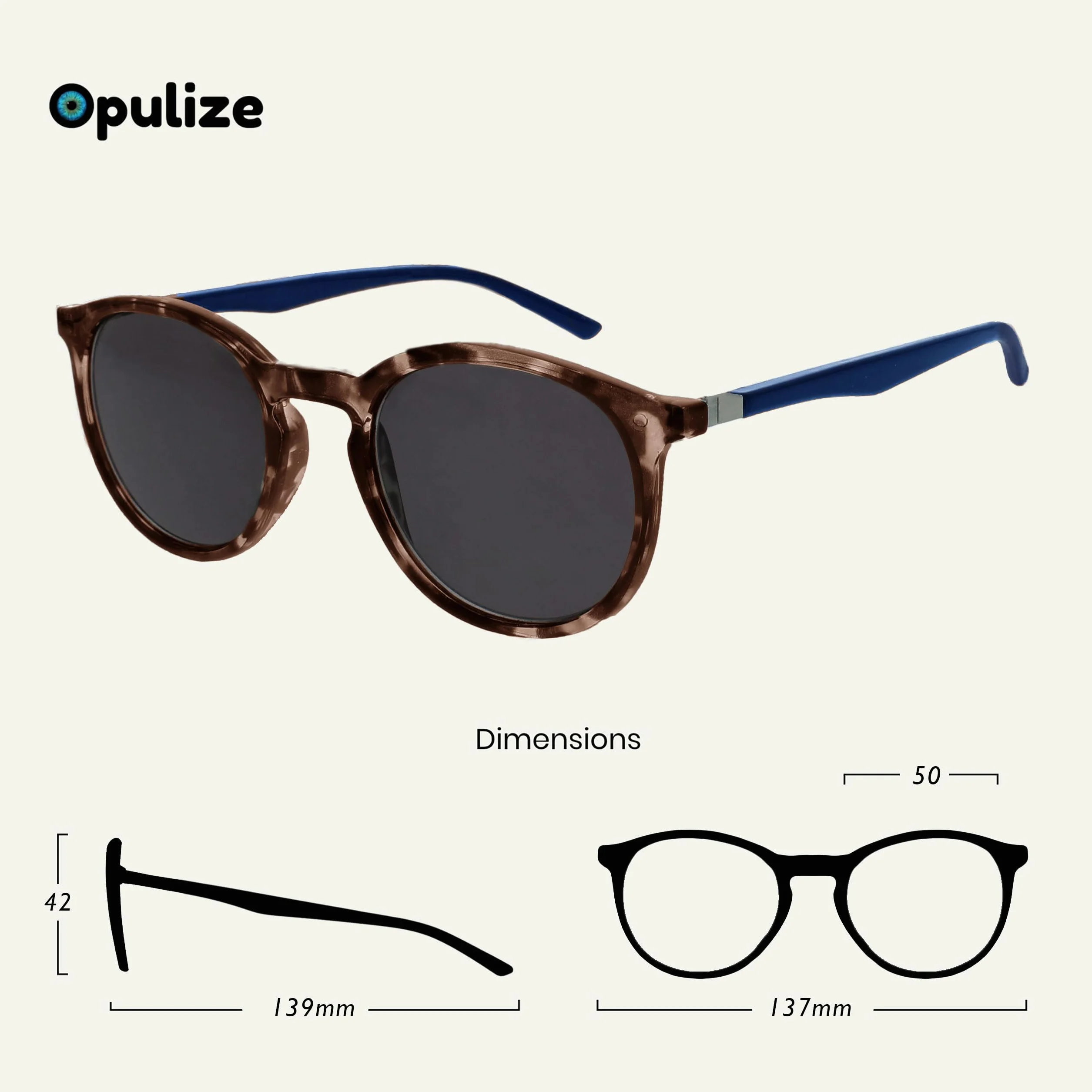 OPULIZE Okulary do czytania UV400 +1,50 Marrone Tartaruga Blu