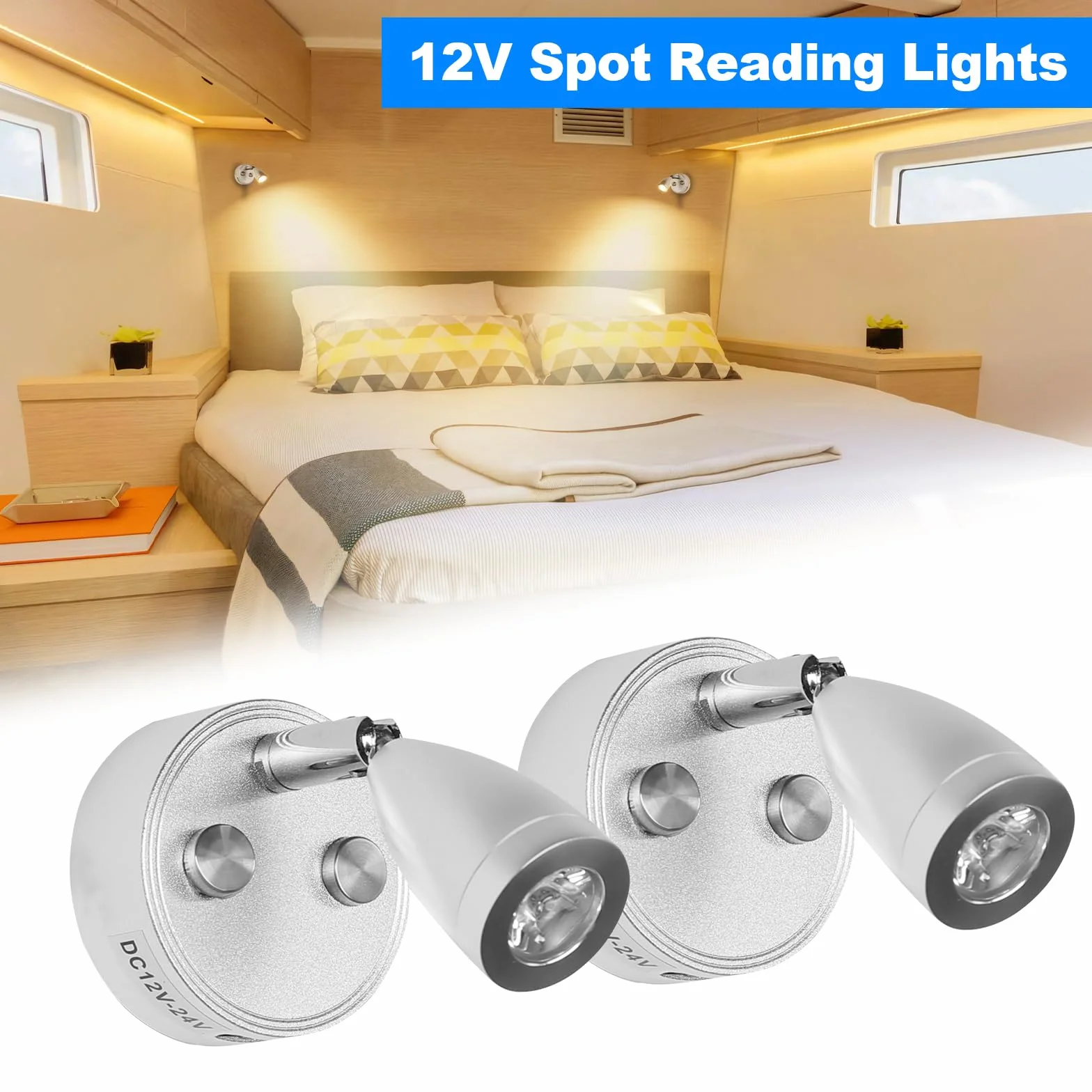 SUPAREE Luce LED Camper 12V Dimmerabile 3200K con Interruttore Touch e Presa USB 2 Pezzi