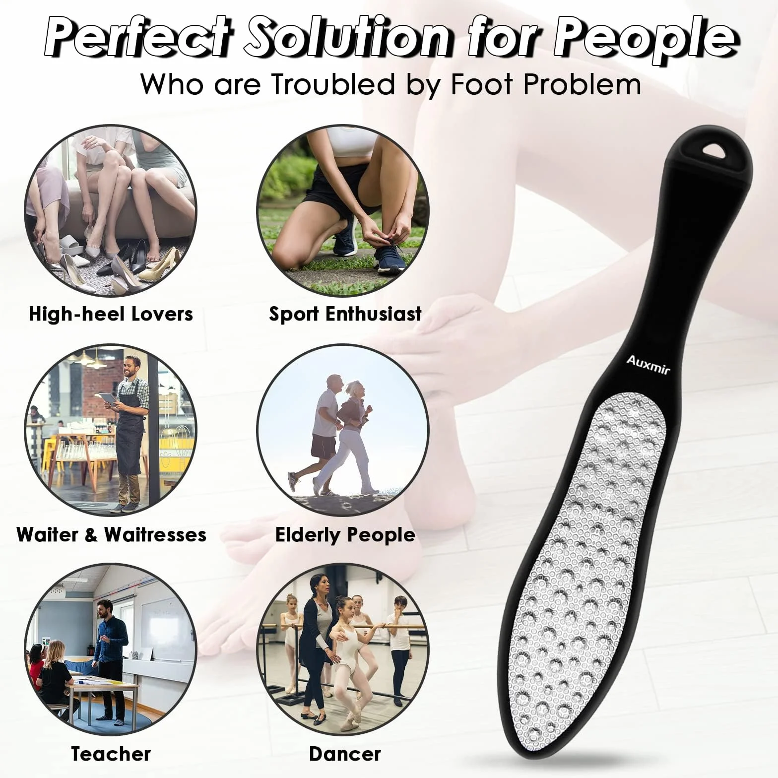 Auxmir 3in1 Raspa Piedi Professionale in Acciaio Inox, Lima Piedi Talloni Impermeabile, Antiruggine, Pedicure Professionale