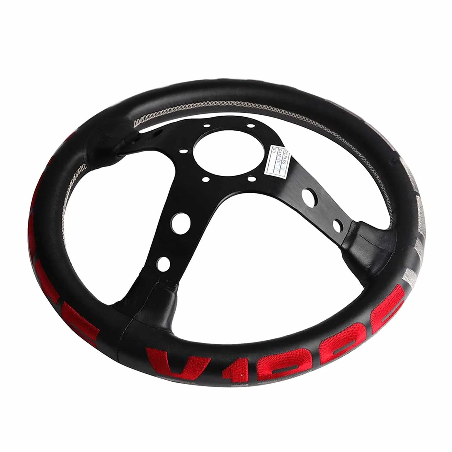 Volante Sportivo, Volante Auto Volante sportivo da corsa 330mm profondo pelle universale verde verde rosso volante(Green)