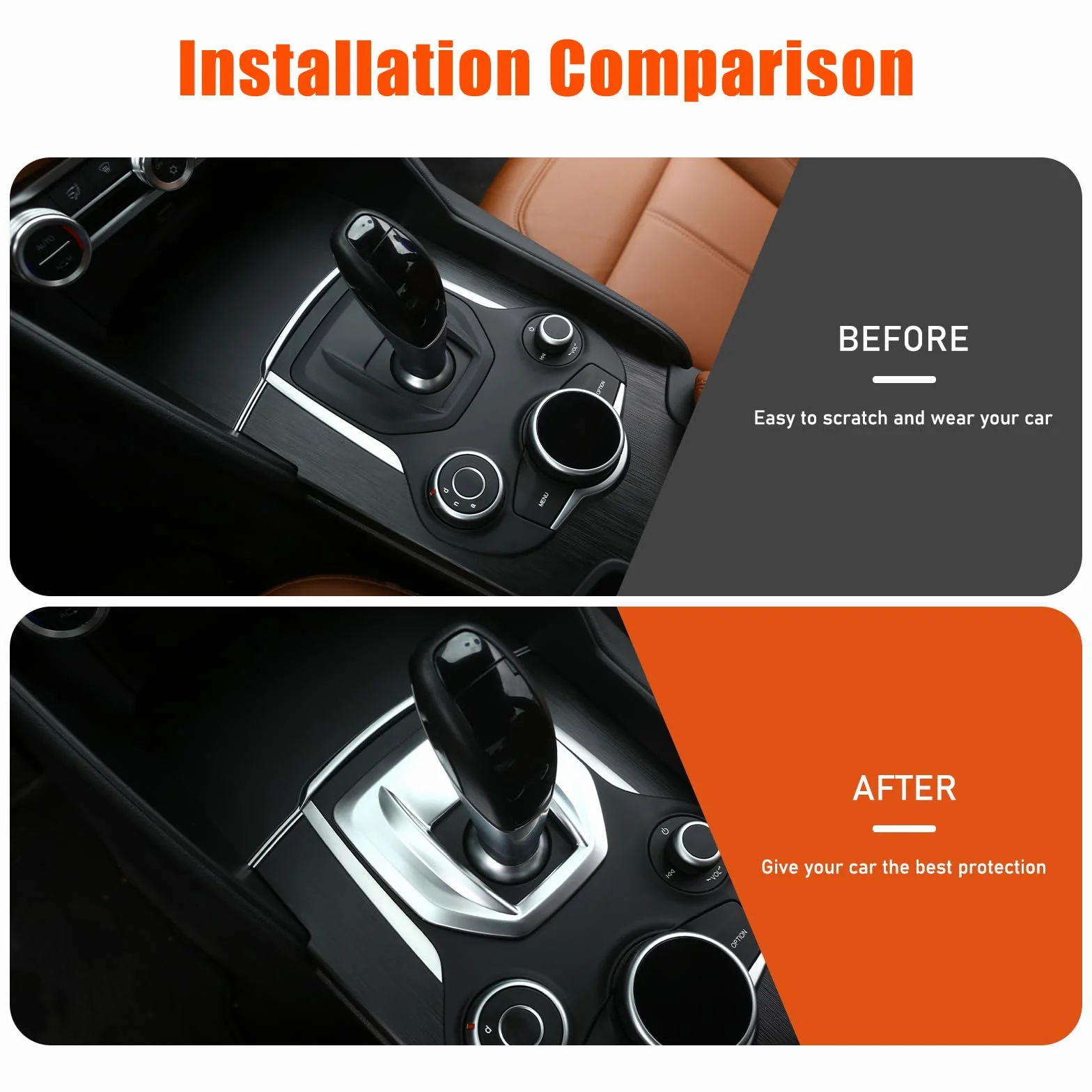 PIUGILH Telaio leva del cambio auto adatto per Alfa Romeo Giulia 2017 2018 2019, consolle centrale, leva del cambio, copertura del pannello del cambio per accessori Alfa Romeo (rivestimento in ABS)