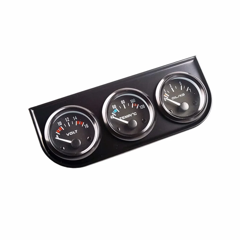 Riloer Sensore 3 in 1 Manometro Olio Indicatore Temperatura Acqua 12V per Auto Camion Trattori