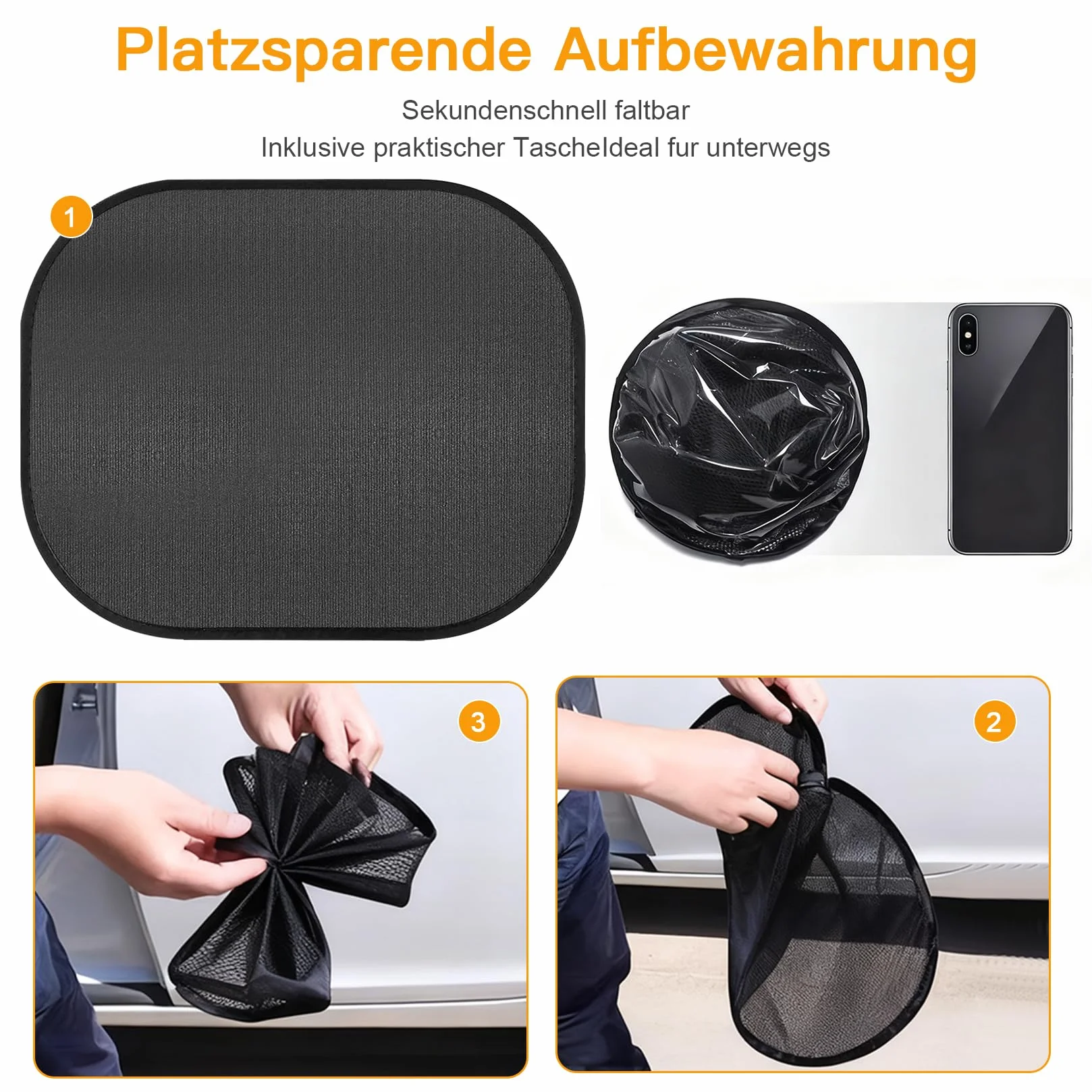 2 Pz Tendine Parasole Auto Bambini, Tende Parasole Auto Ventosa, 44 x 37 cm Tenda Oscurante con Ventose con Protezione UV per finestrini autos con 8 ventose
