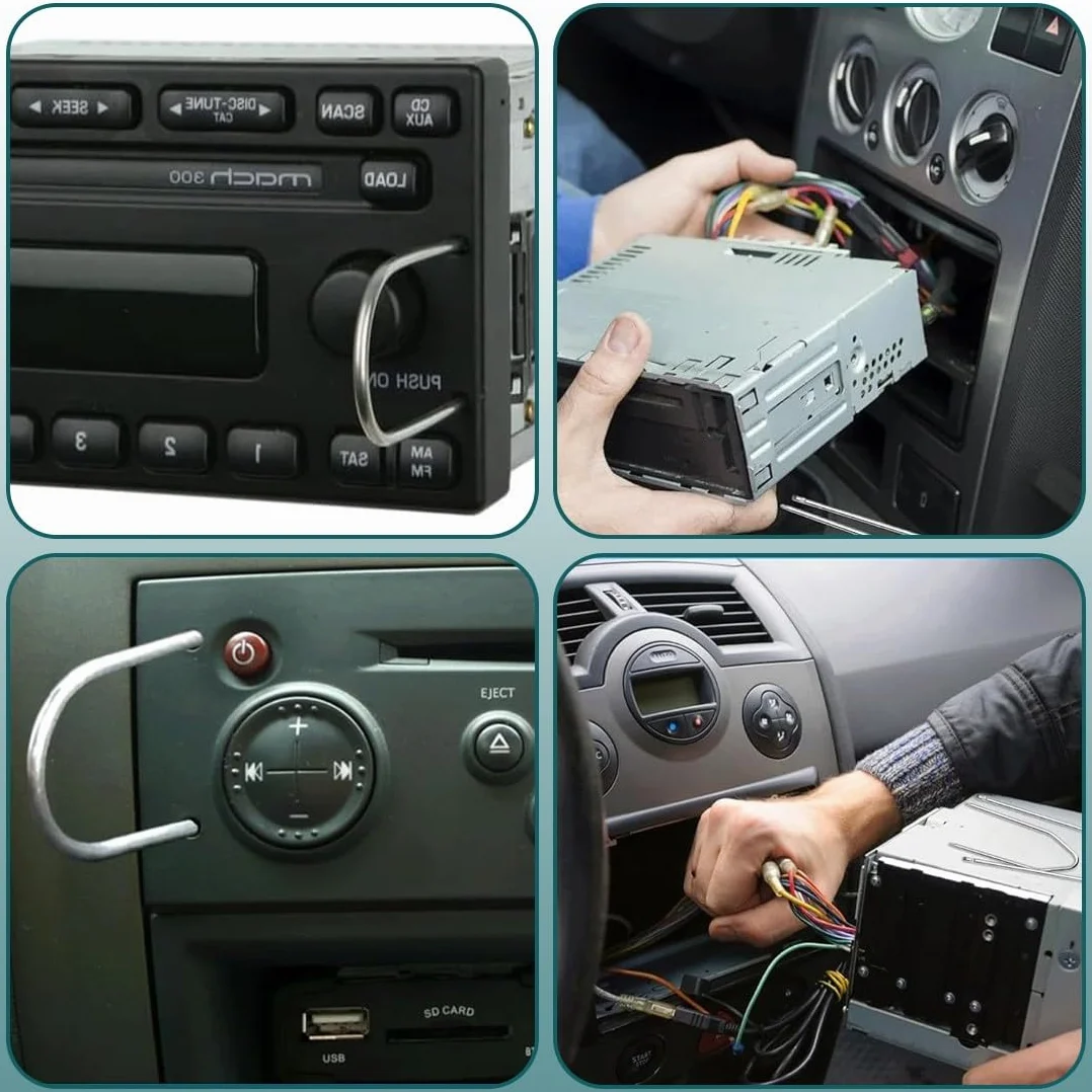 Kit Smontaggio Autoradio Acciaio Inossidabile 6 Pezzi, Strumento di Rimozione Autoradio