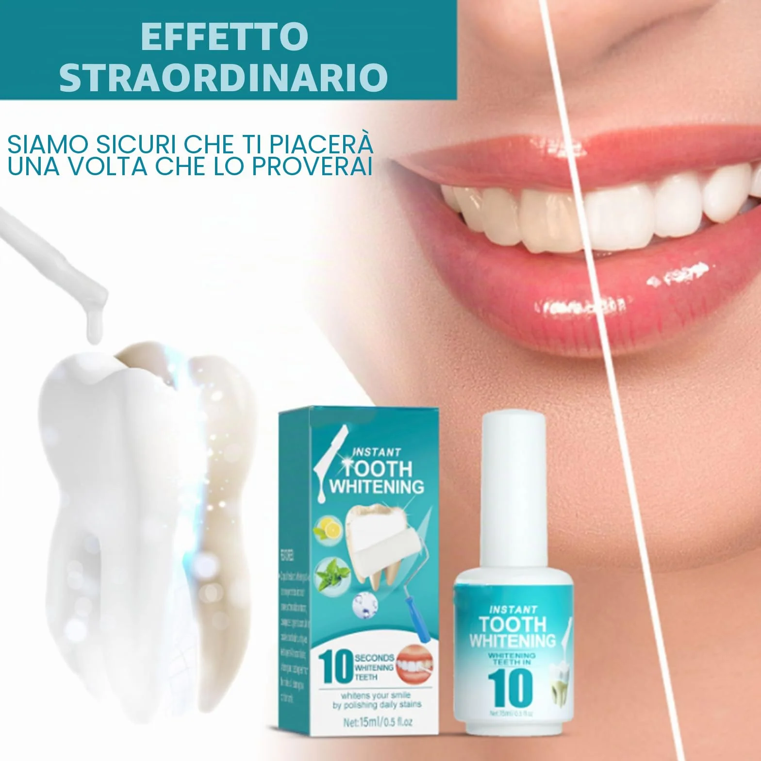 Vernice Dentale Bianca Sbiancante Per Denti Smacchiatore Sbiancamento Istantaneo Sensibilità Igiene Orale